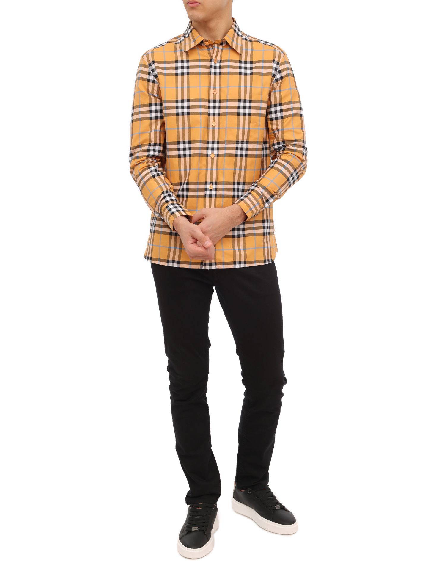 Рубашка Burberry 8071523 B6234 хлопковая мужская в клетку — купить в интернет-магазине Verdistore