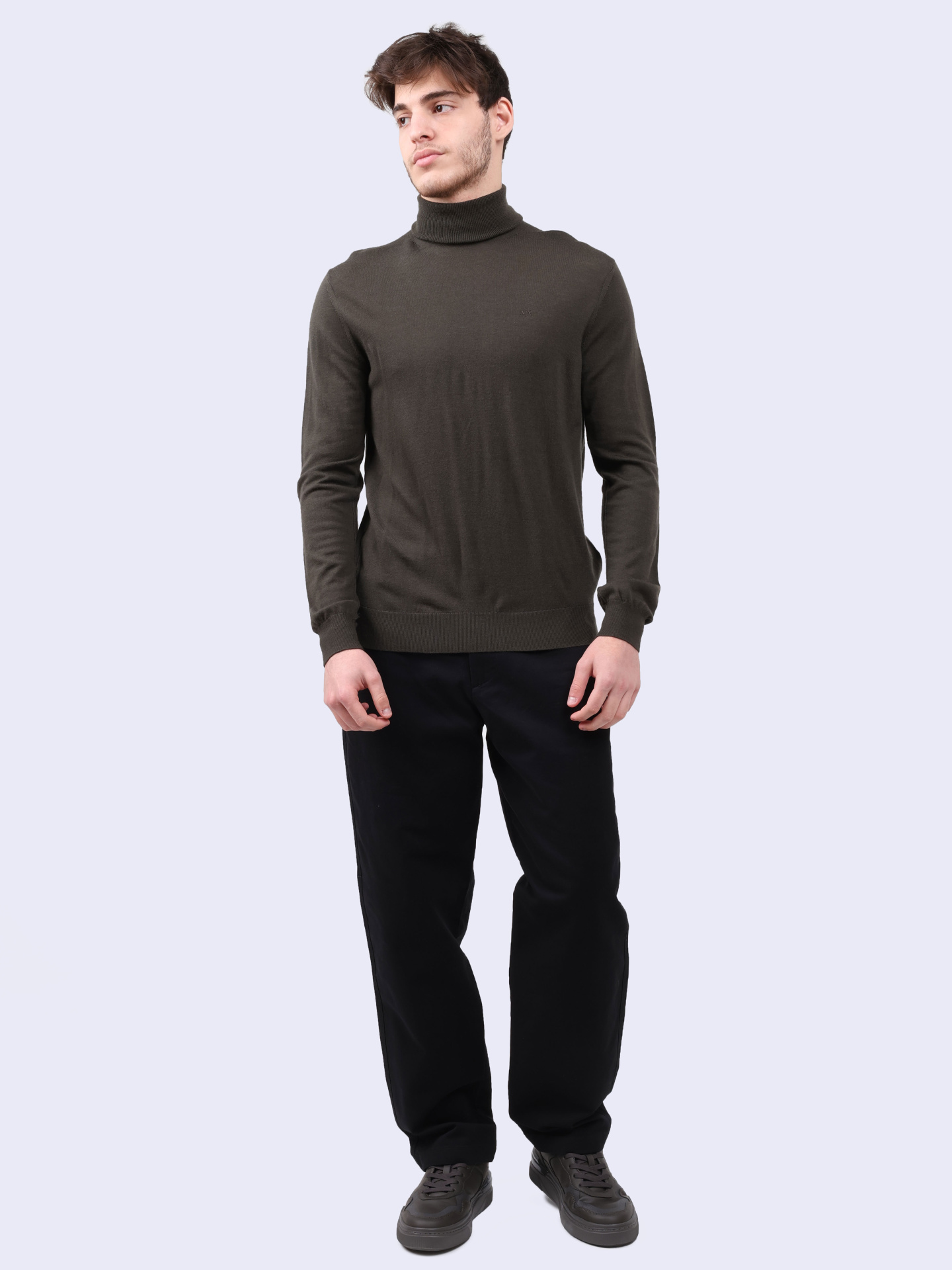 Водолазка Armani Exchange 8NZM3C ZM8AZ 1897 оливковая мужская из шерсти — купить в интернет-магазине Verdistore