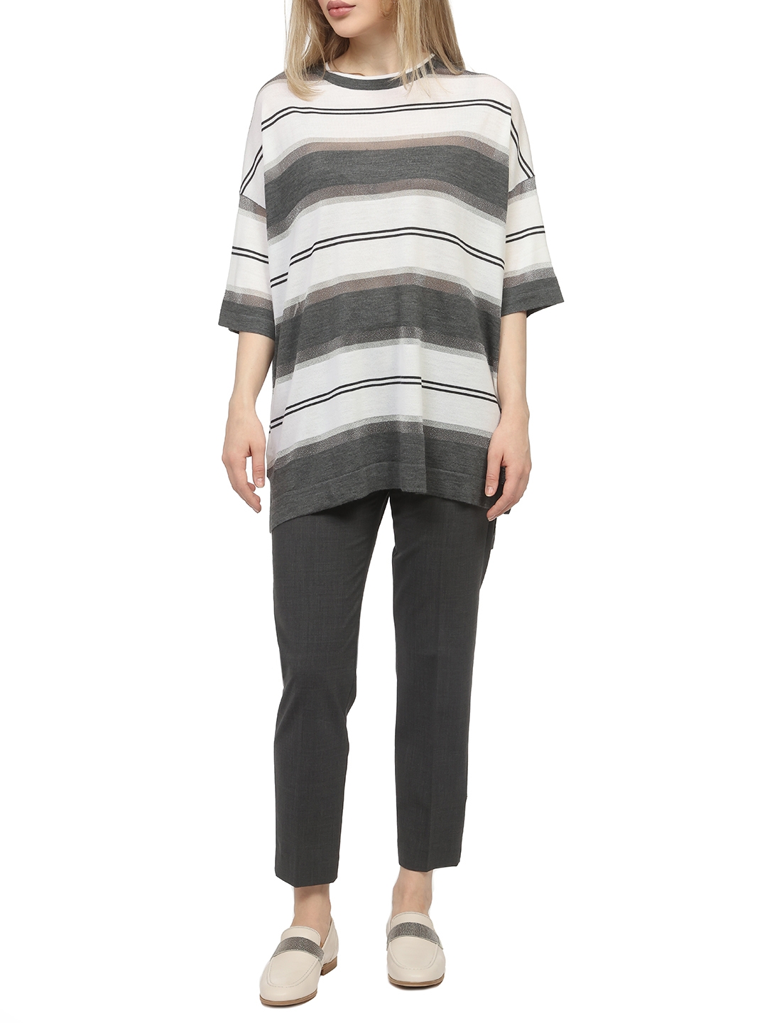 Джемпер Brunello Cucinelli M14819200 полосатый женский — купить в интернет-магазине Verdistore