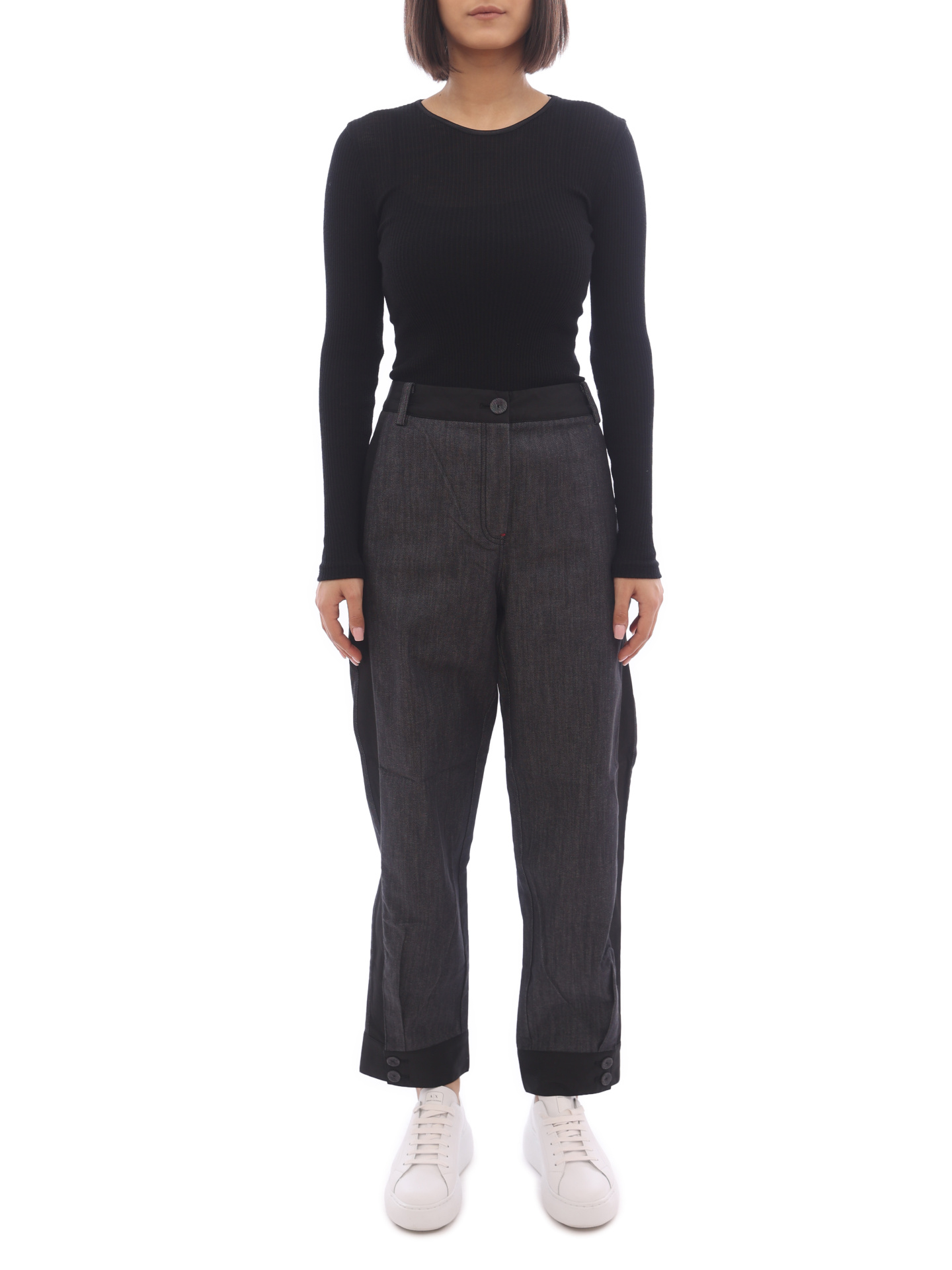 Брюки Armani Exchange 6KYP42 Y2DGZ 1500 темно-серые женские с лампасами — купить в интернет-магазине Verdistore