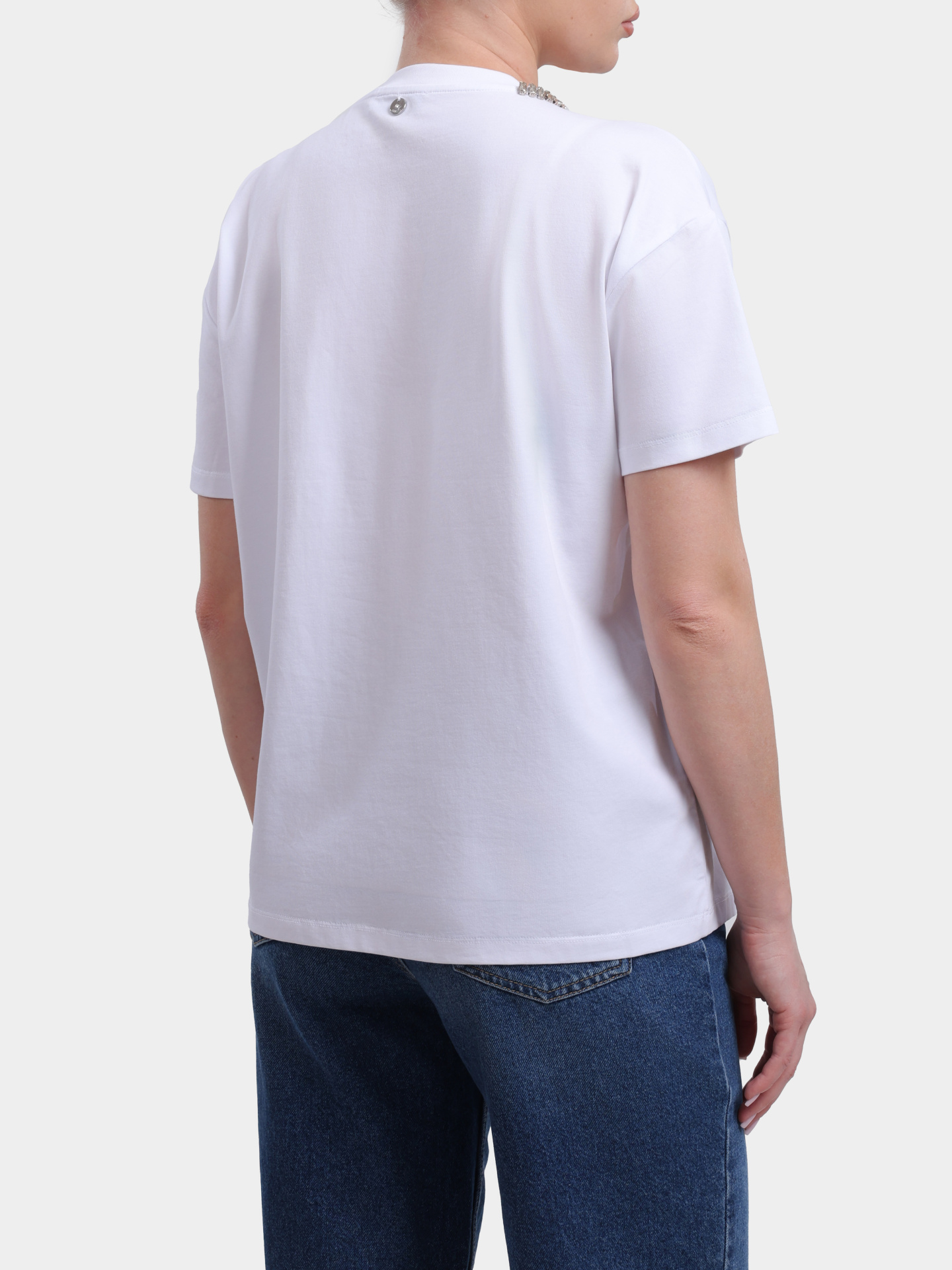 Футболка Liu-Jo BLACK LABEL CA6167 JS088 11111 белая женская со стразами — купить в интернет-магазине Verdistore