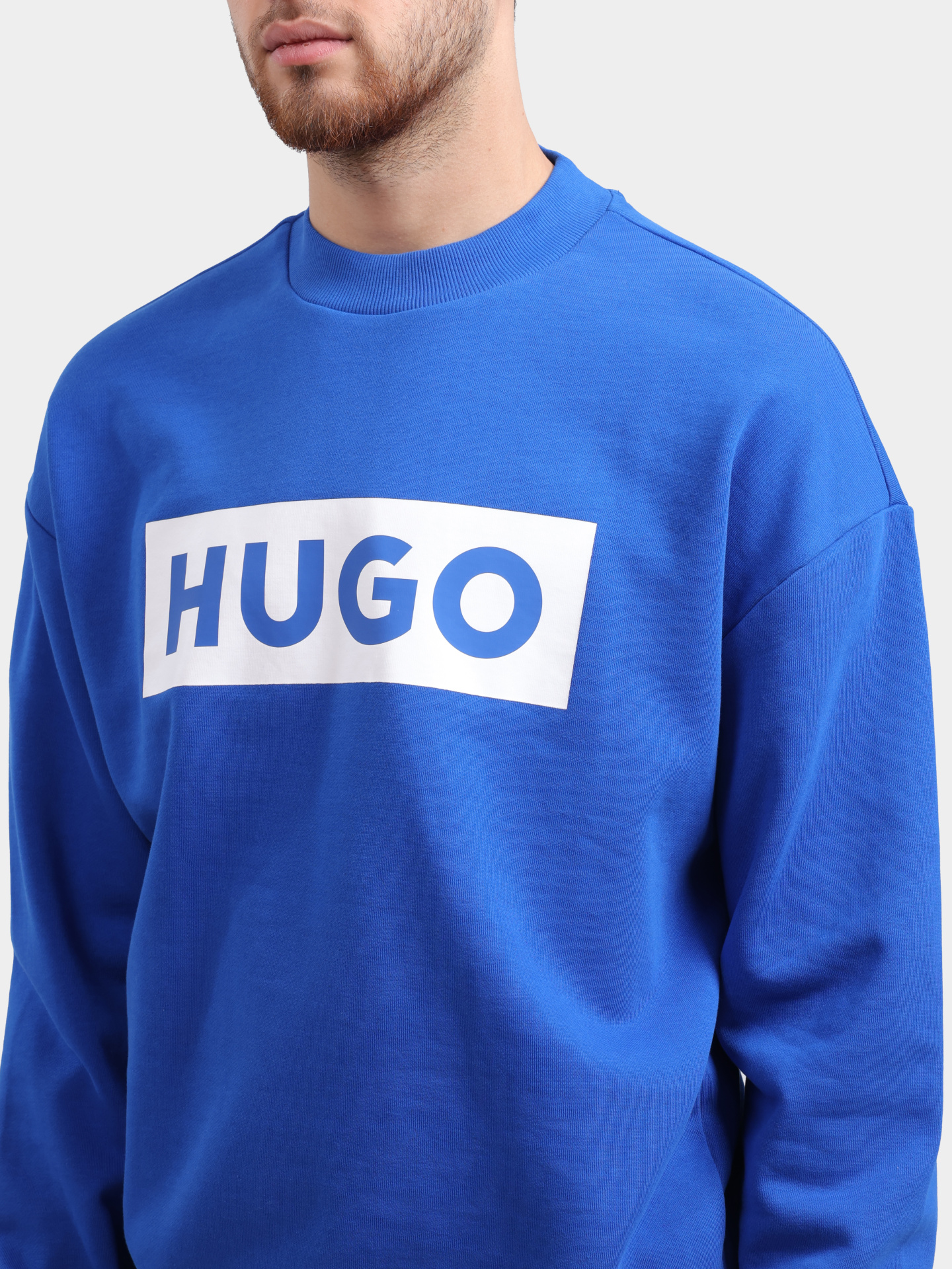 Свитшот Hugo Niero 10249110 голубой мужской с логотипом — купить в интернет-магазине Verdistore