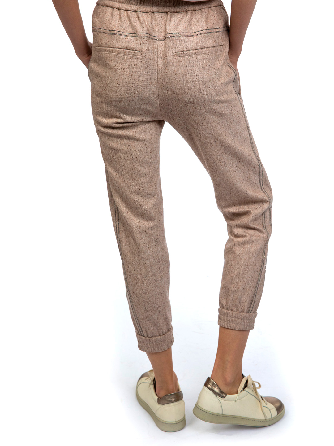 Брюки Brunello Cucinelli MA046P1809 бежевые женские — купить в интернет-магазине Verdistore