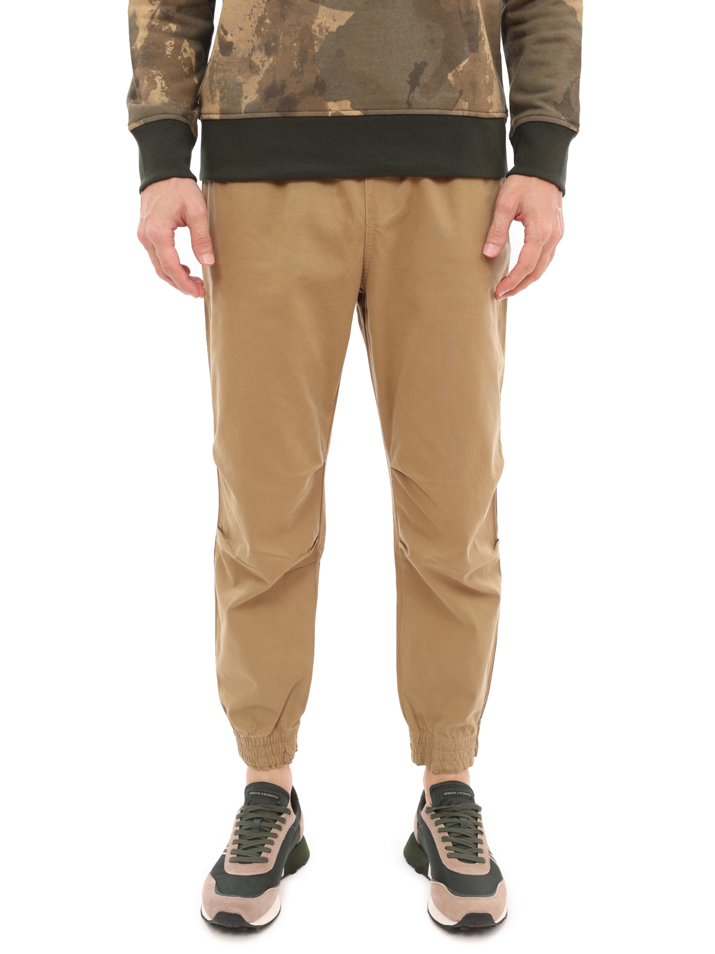Брюки Armani Exchange 6LZP29 ZNYDZ 1711 бежевые мужские с манжетами — купить в интернет-магазине Verdistore