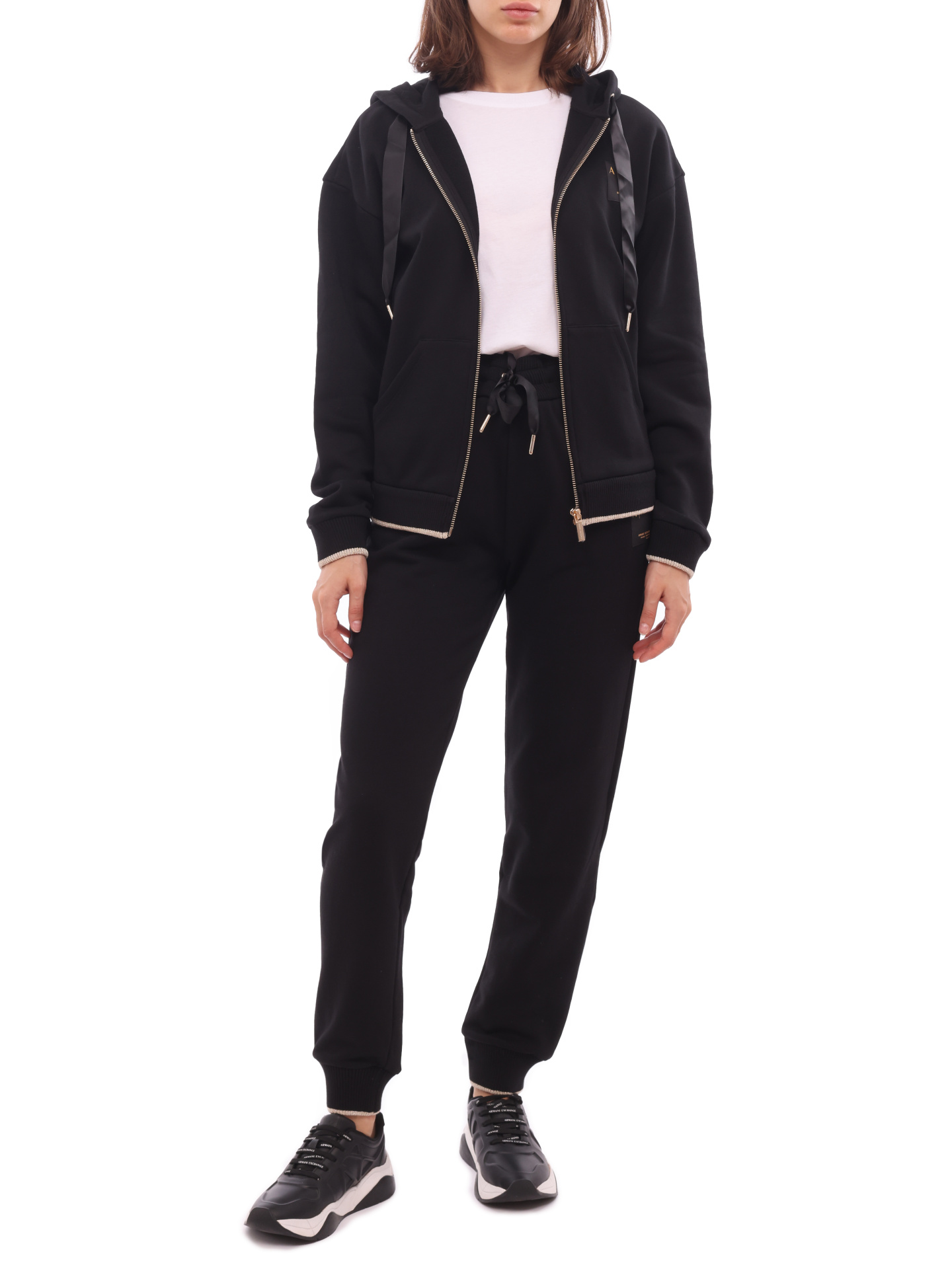 Мастерка Armani Exchange 6KYM87 YJE5Z 1200 черная женская с контрастной окантовкой — купить в интернет-магазине Verdistore