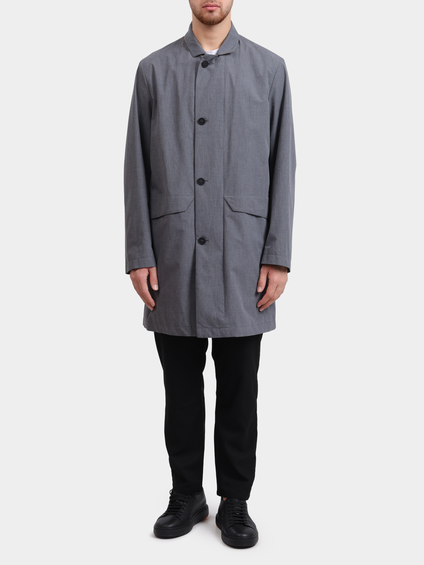 Тренч Sease JJ062TN461 N55 серый мужской прямого кроя с внешними карманами — купить в интернет-магазине Verdistore