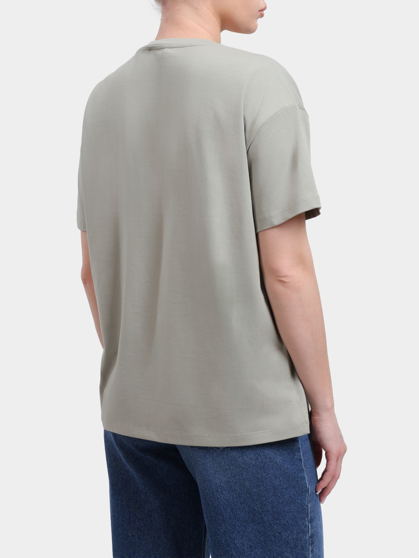 Футболка Liu-Jo BLACK LABEL CA6330 JS088 P9639 зеленая женская с принтом украшенным стразами  — купить в интернет-магазине Verdistore