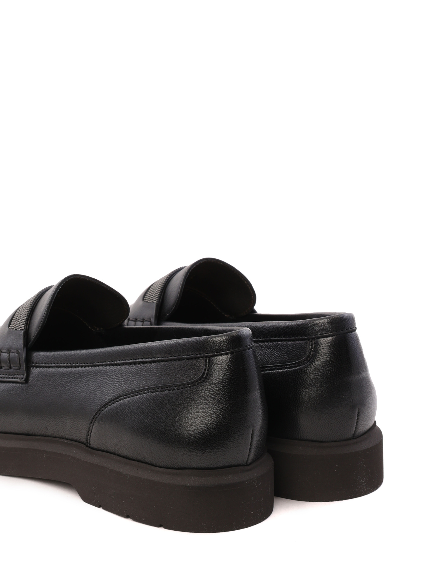 Лоферы Brunello Cucinelli MZNAGB1213 C101 черные женские из кожи — купить в интернет-магазине Verdistore