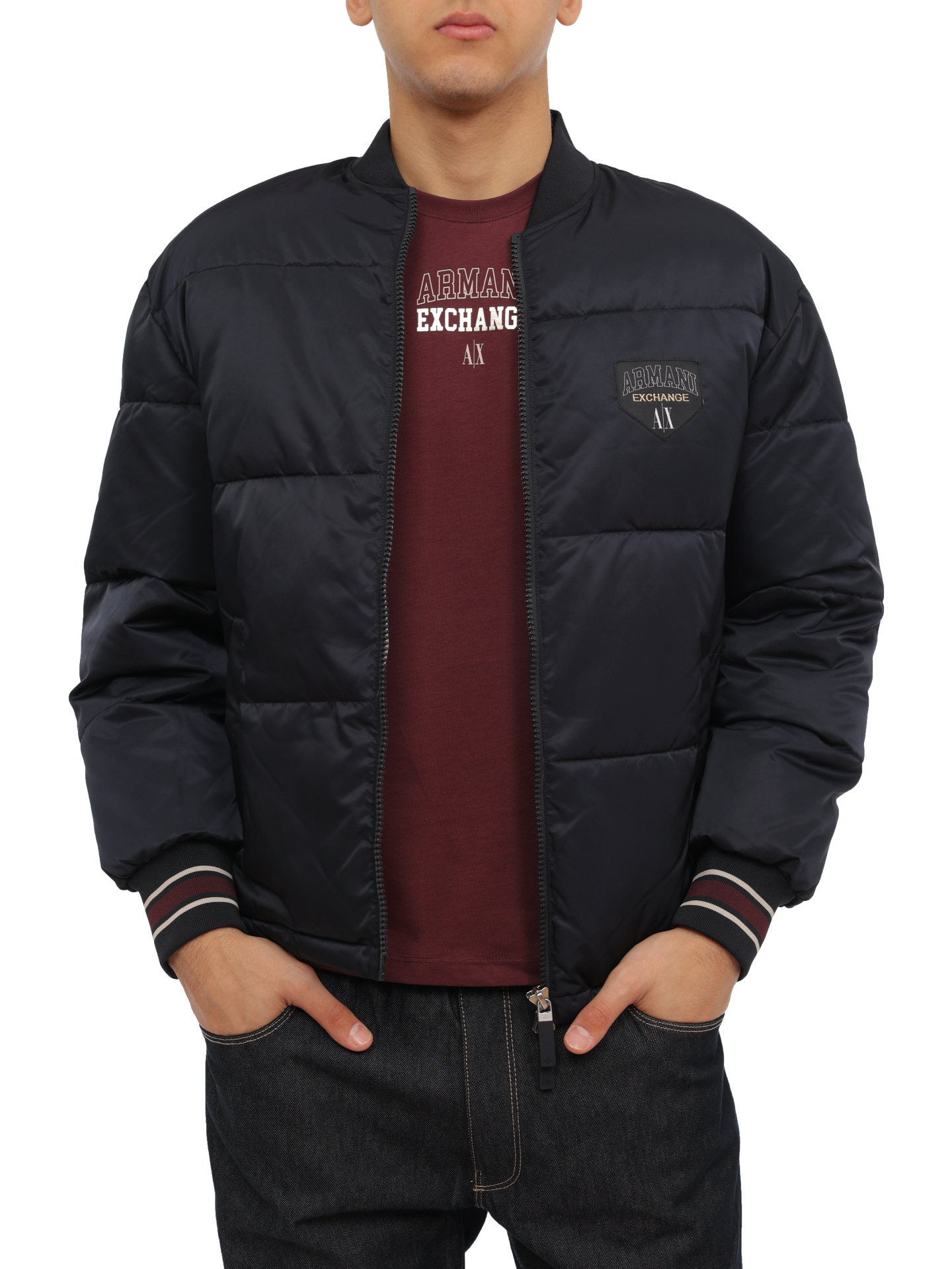 Пуховик Armani Exchange 6RZB23 ZNJ7Z 1510 темно-синий мужской стеганый — купить в интернет-магазине Verdistore