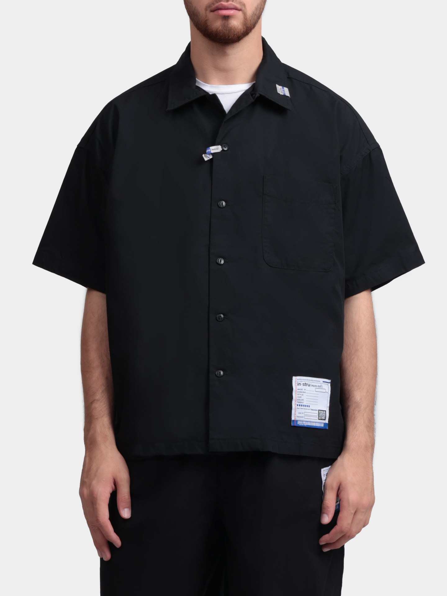 Рубашка MAISON MIHARA YASUHIRO I12SH012 BLACK черная мужская с коротким рукавом — купить в интернет-магазине Verdistore