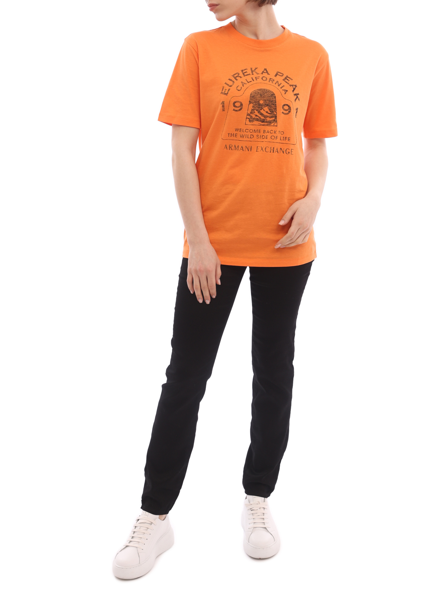 Футболка Armani Exchange 3LYT15 YJ6QZ 1685 оранжевая женская из хлопка — купить в интернет-магазине Verdistore