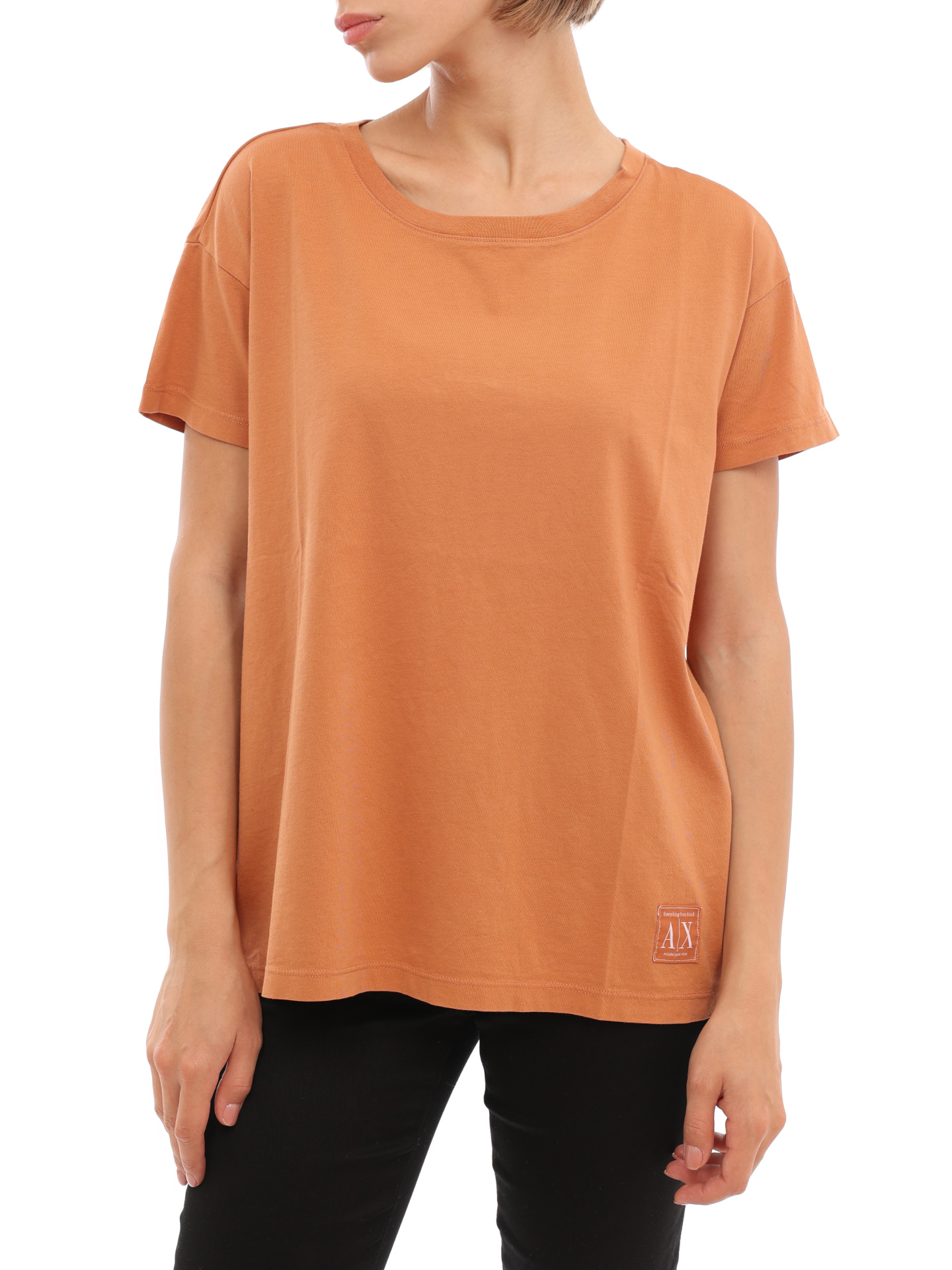 Футболка Armani Exchange 3LYTKX YJ6VZ 1764 оранжевая женская из хлопка — купить в интернет-магазине Verdistore