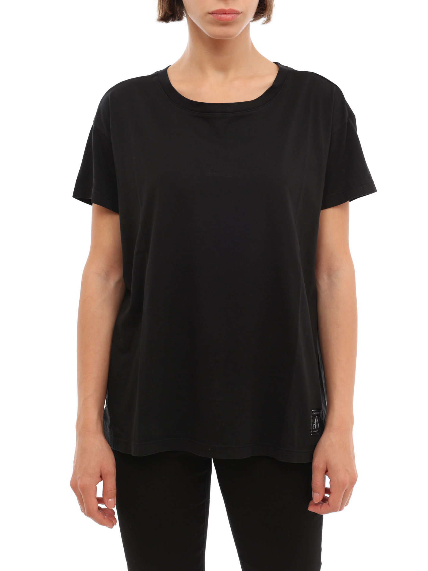 Футболка Armani Exchange 3LYTKX YJ6VZ 1200 черная женская из хлопка — купить в интернет-магазине Verdistore