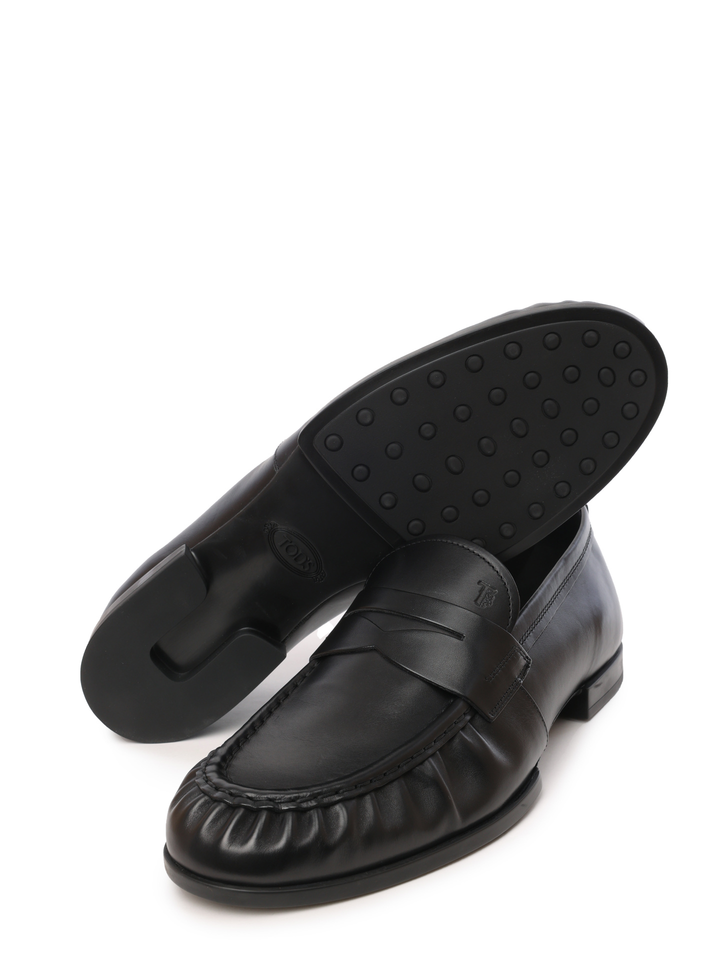 Лоферы кожаные черные на каблуке и с собранным носком — купить в интернет-магазине Verdistore