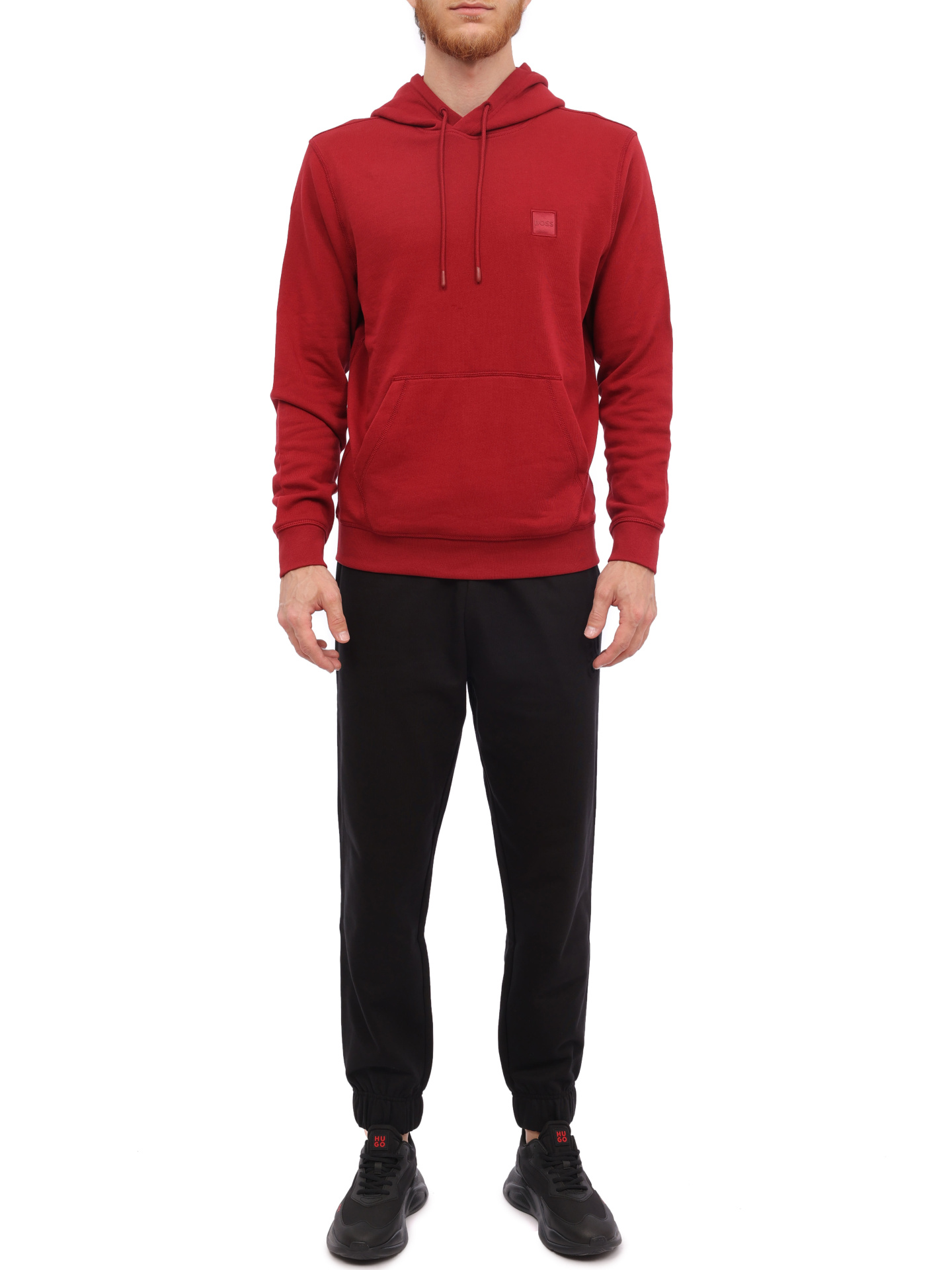 Худи Boss 50468445 614 красное мужское из хлопка — купить в интернет-магазине Verdistore