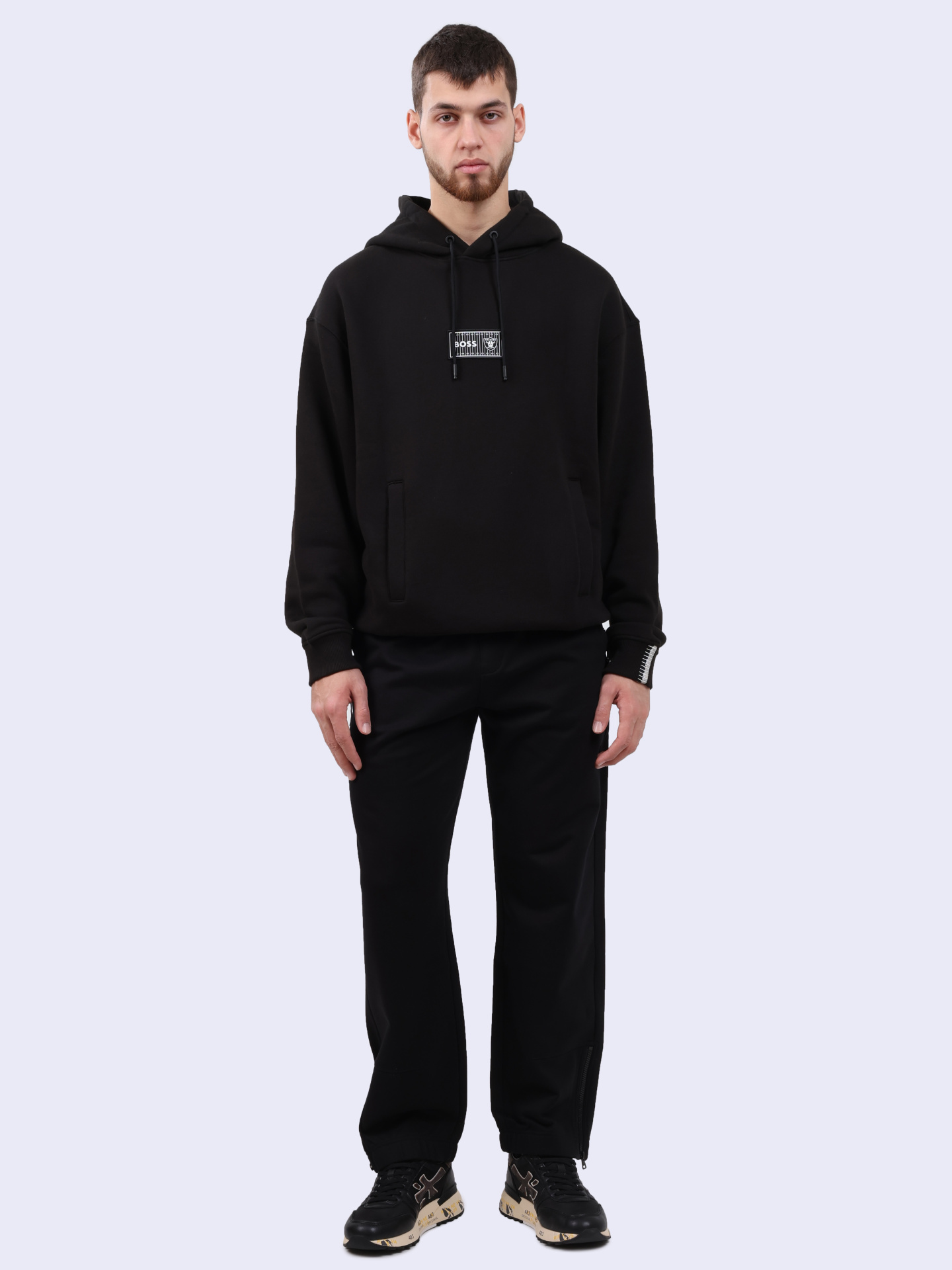 Худи Boss 50523231 004 черное мужское из хлопка — купить в интернет-магазине Verdistore