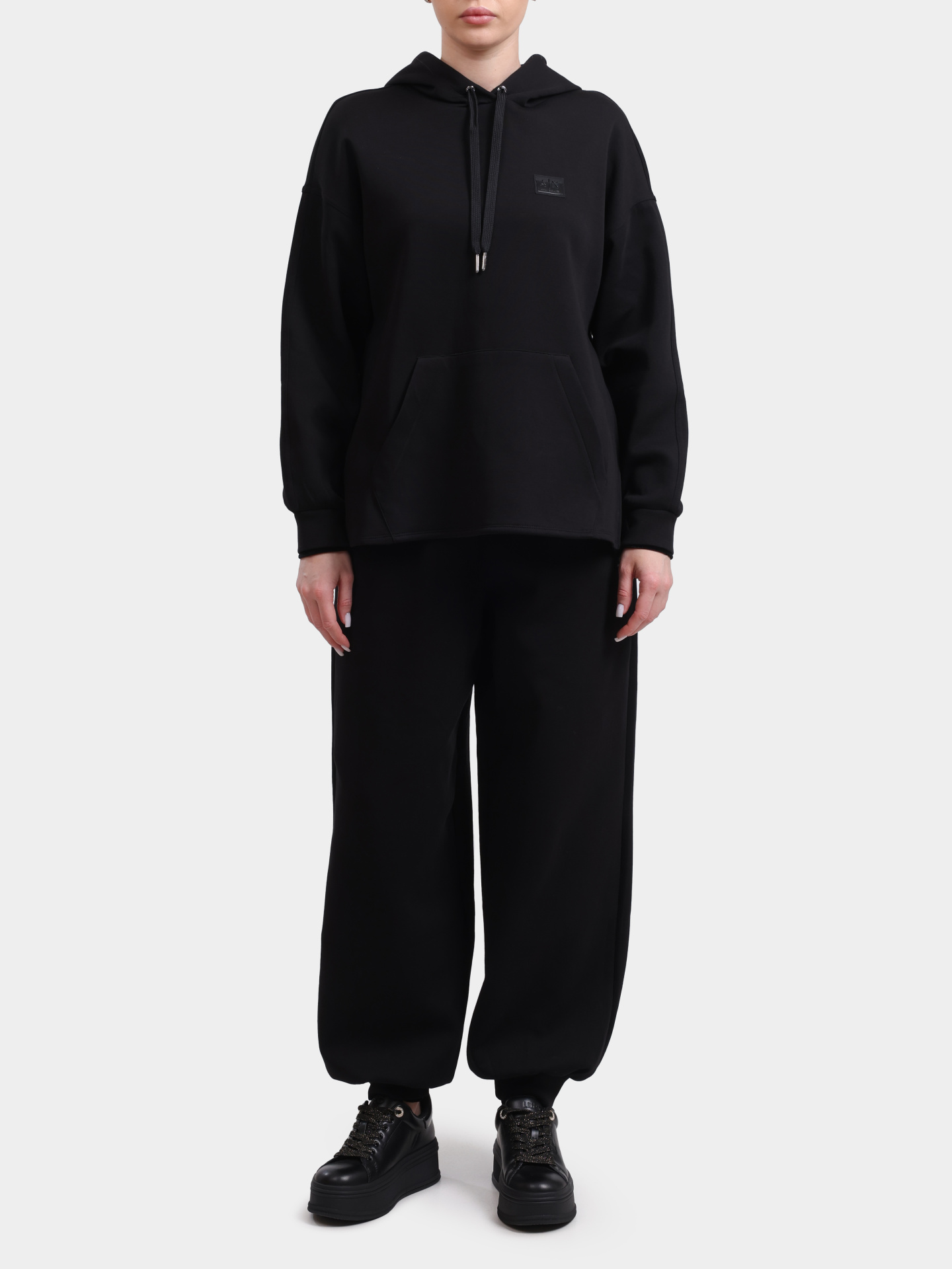 Худи Armani Exchange XW000987 AF10818 UC001 черное женское — купить в интернет-магазине Verdistore
