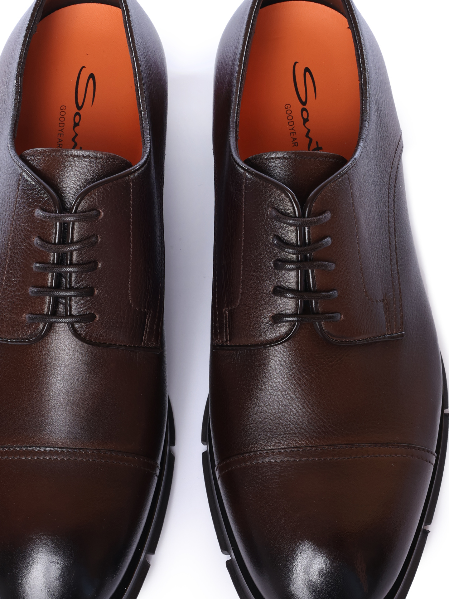 Дерби коричневые из гладкой кожи с каблуком и приподнятым носком — купить в интернет-магазине Verdistore