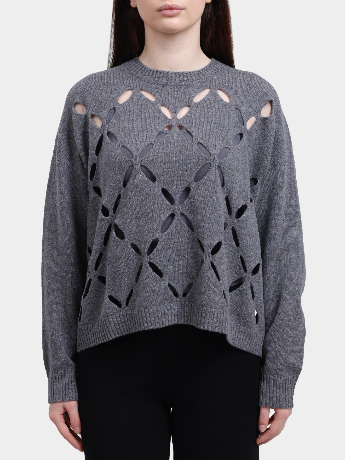 Свитер Liu-Jo MF5039 MS009 02050 серый женский из шерсти — купить в интернет-магазине Verdistore