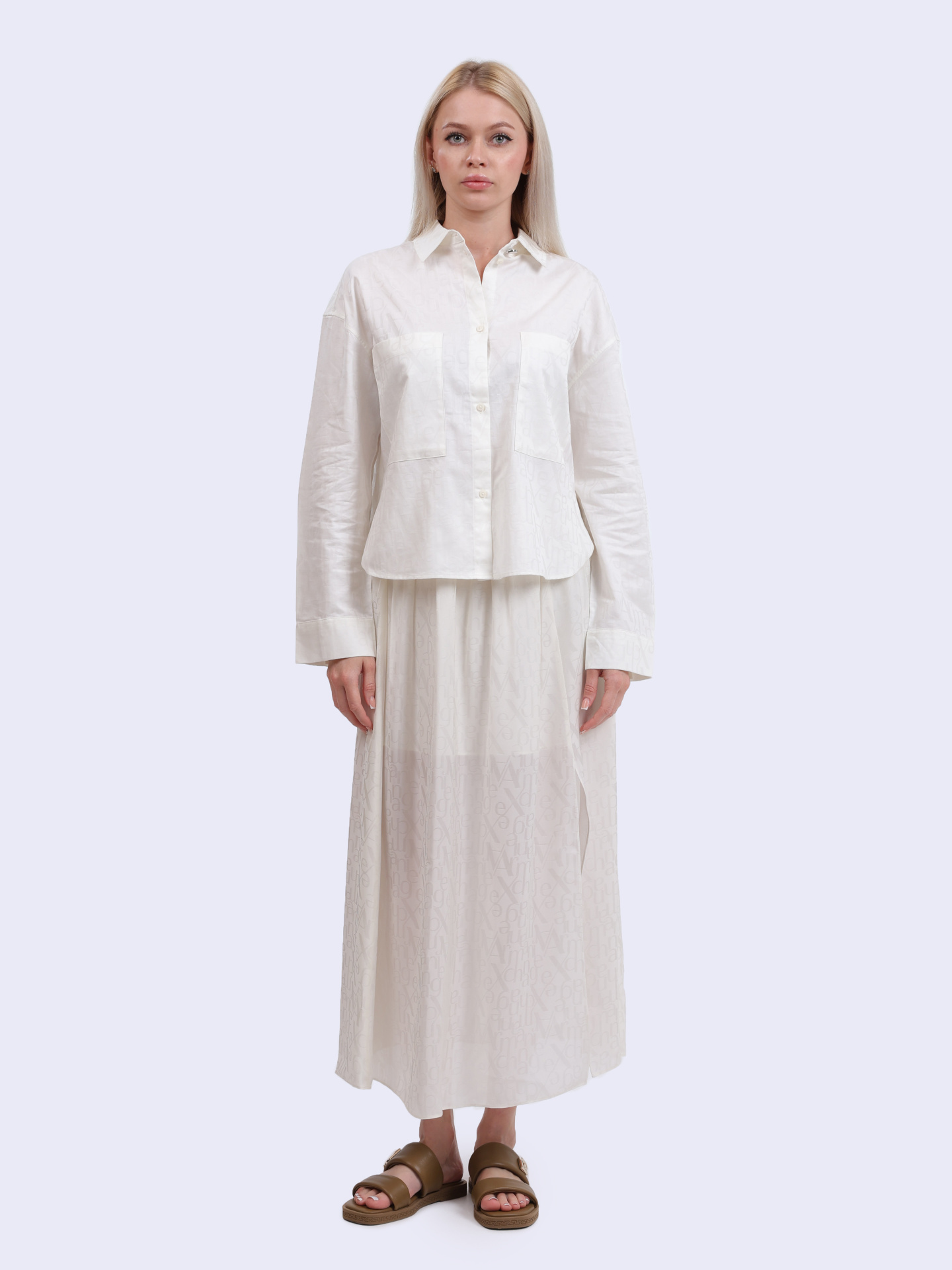 Юбка Armani Exchange XW000348 AF10842 F0015 белая женская с разрезом — купить в интернет-магазине Verdistore