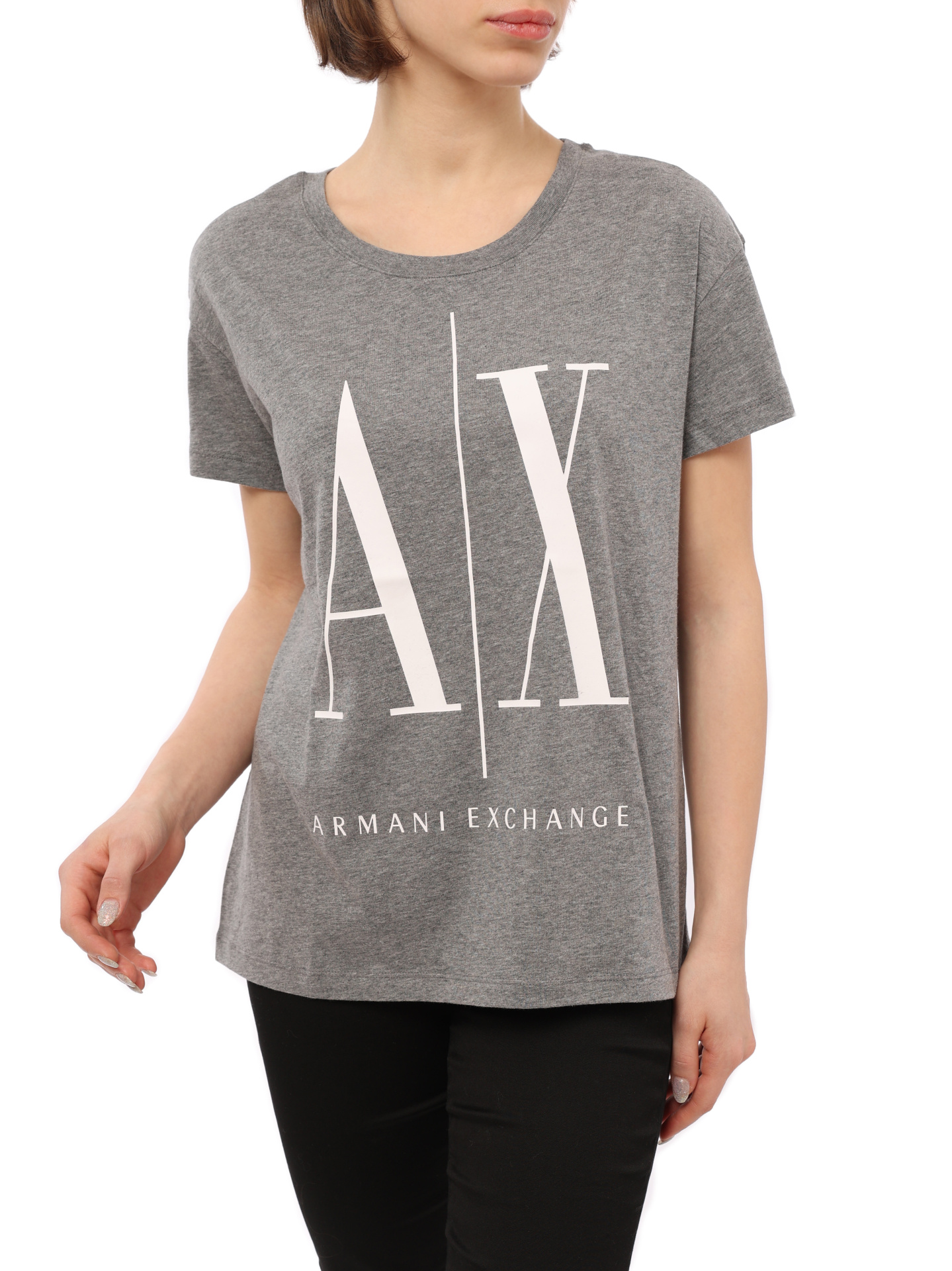 Футболка Armani Exchange 8NYTCX YJG3Z 3930 серая женская с логотипом — купить в интернет-магазине Verdistore