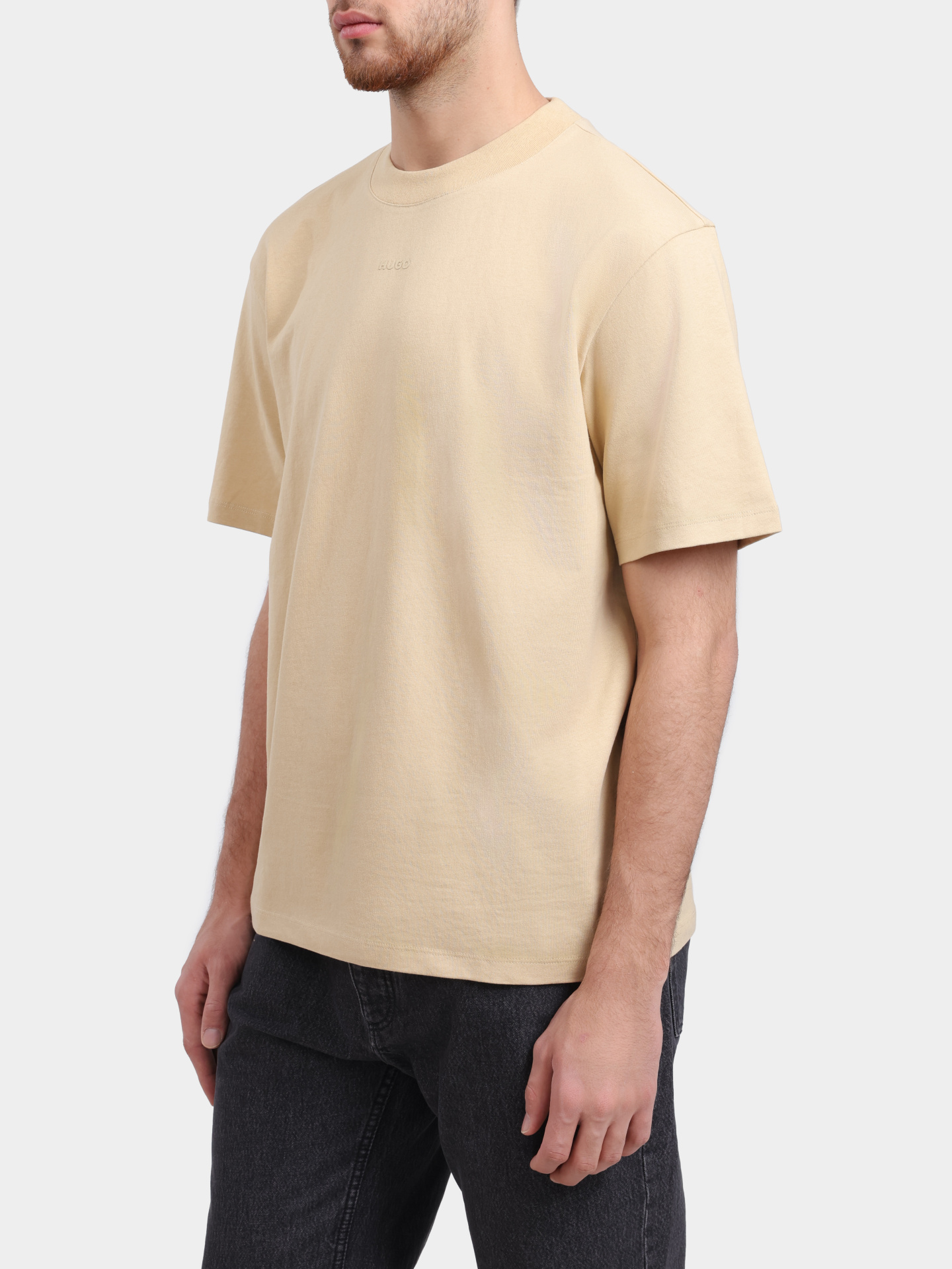 Футболка HUGO RED Dapolino 10248326 01 50488330 285 бежевая мужская хлопковая — купить в интернет-магазине Verdistore