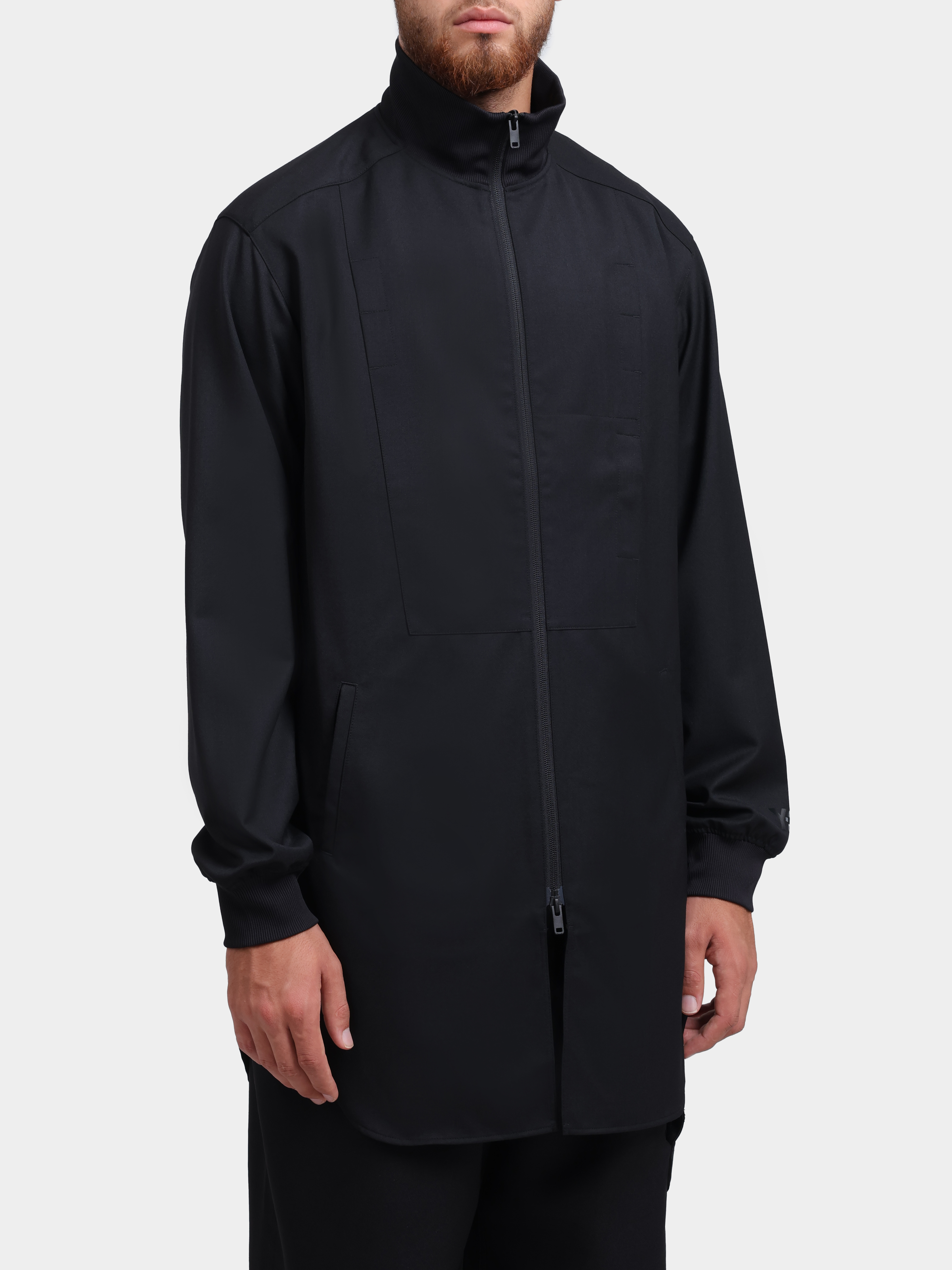 Куртка Y3 KG6035 BLACK черная мужская удлиненная с контрастными полосами  — купить в интернет-магазине Verdistore