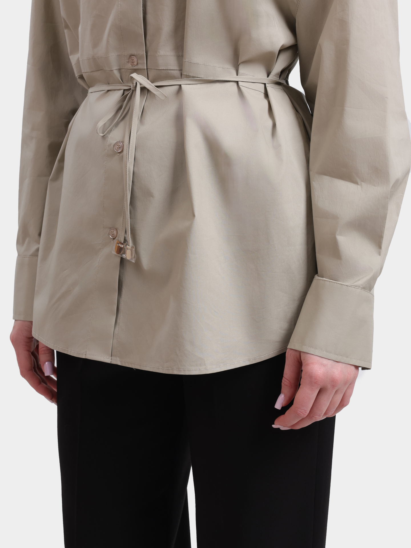 Рубашка Liu-Jo WHITE LABEL WA6324 T4853 61107 бежевая женская прямого кроя с поясом — купить в интернет-магазине Verdistore