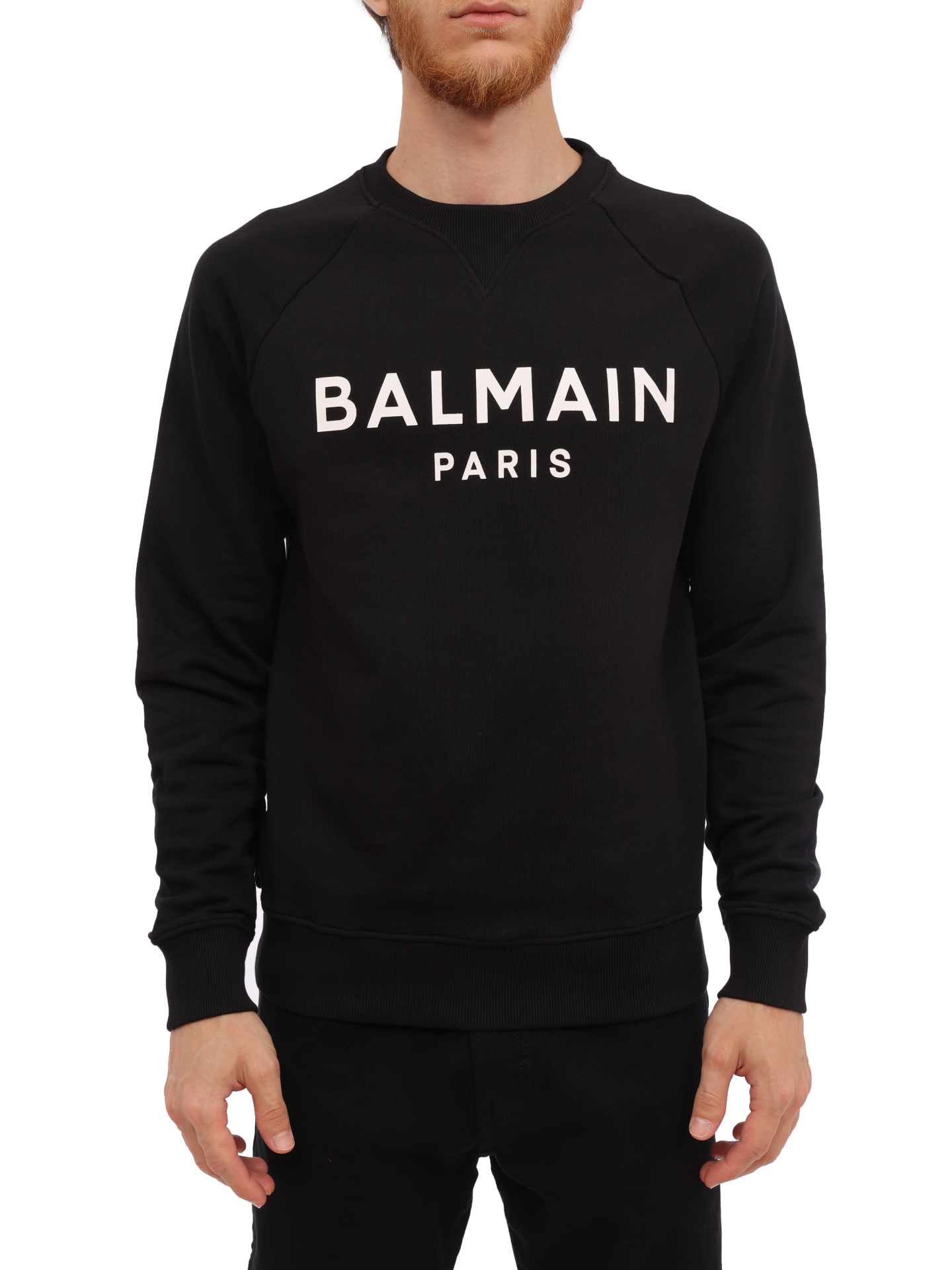 Свитшот Balmain BH1JQ005BB65 EAВ черный мужской с логотипом — купить в интернет-магазине Verdistore