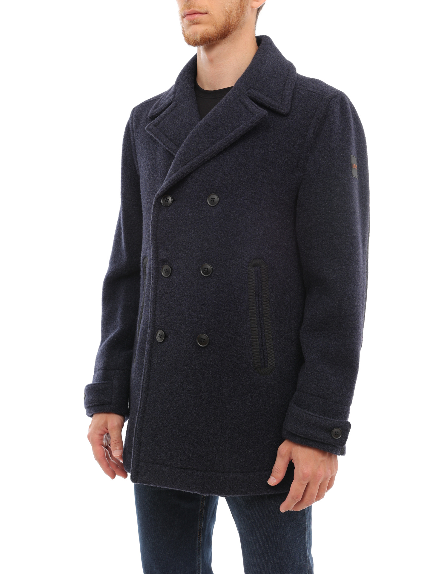 Пальто Boss 50476809 404 темно-синее мужское из шерсти — купить в интернет-магазине Verdistore