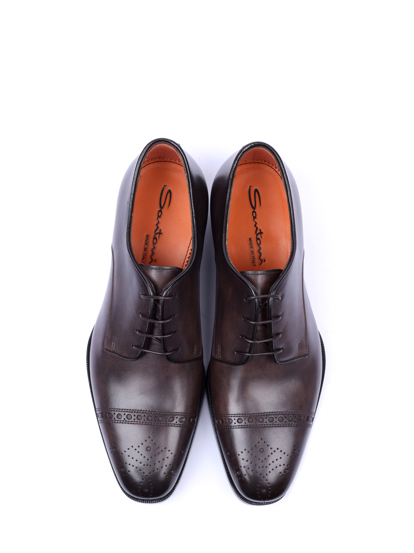 Дерби коричневые с миндалевидным мысом из мягкой прочной кожи — купить в интернет-магазине Verdistore