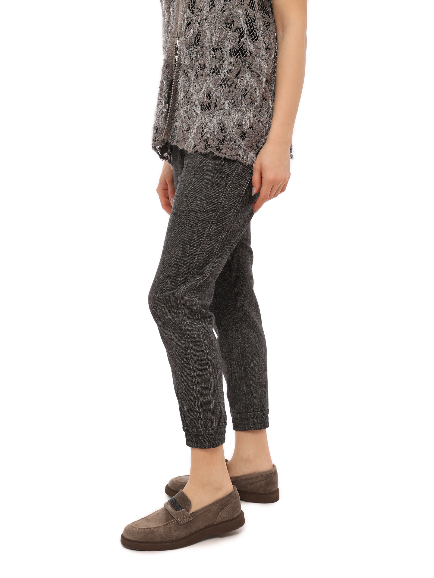 Брюки Brunello Cucinelli MA031P1809 темно-серые женские — купить в интернет-магазине Verdistore