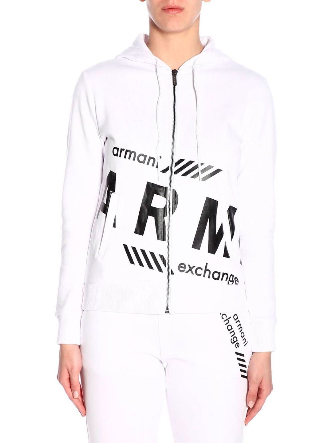 Мастерка Armani Exchange 3GYM72 1000 белая женская с логотипом — купить в интернет-магазине Verdistore