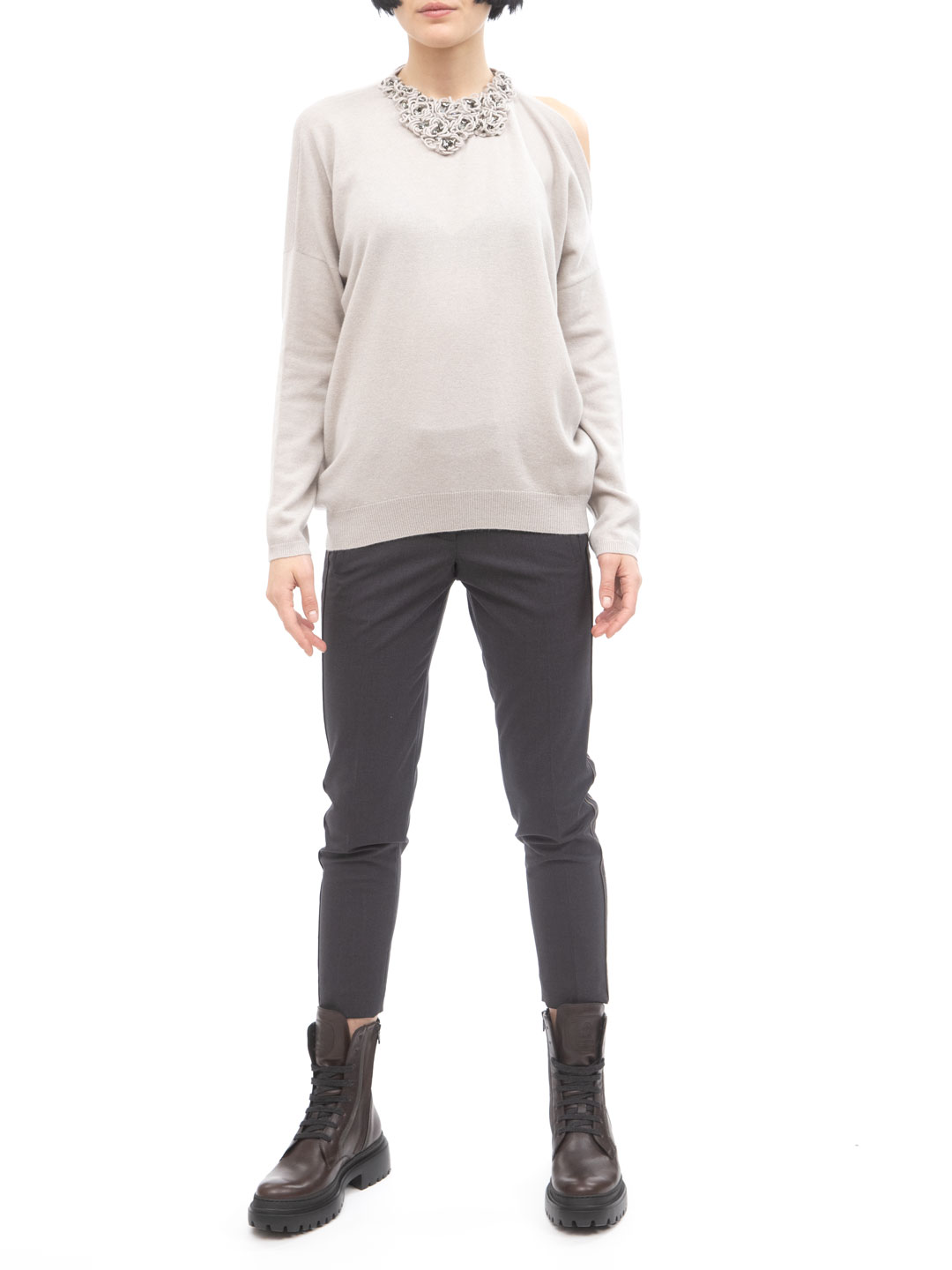 Свитер Brunello Cucinelli M12116109 бежевый женский — купить в интернет-магазине Verdistore