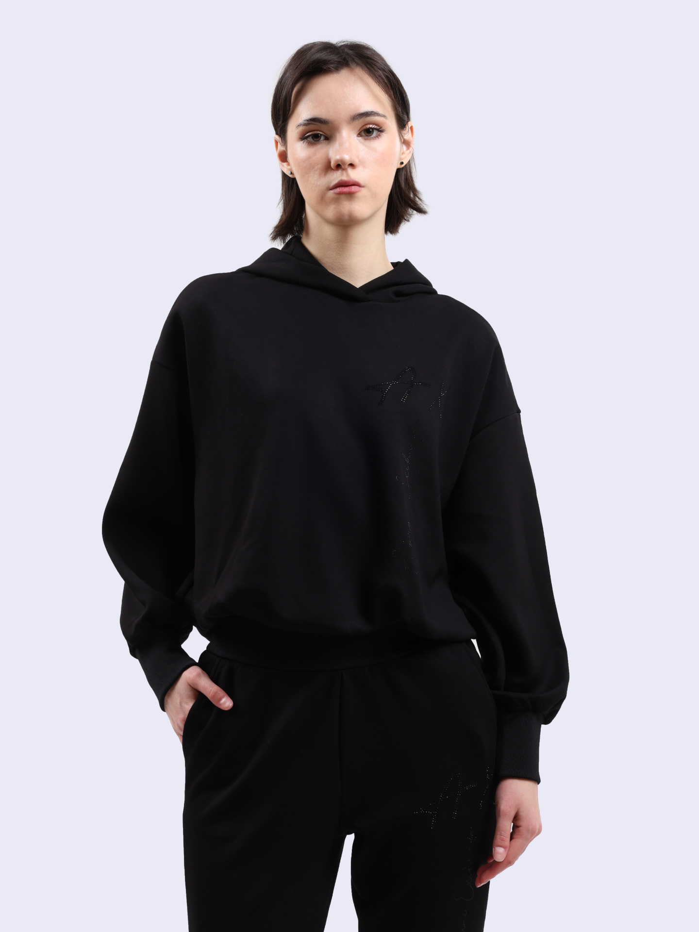 Худи Armani Exchange 6DYM84 YJEZZ 1200 черное женское — купить в интернет-магазине Verdistore