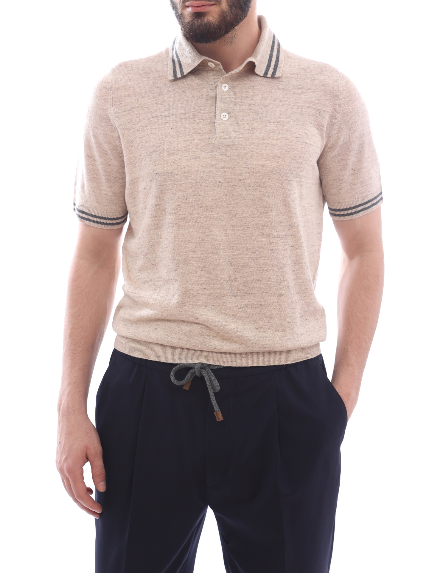 Поло Brunello Cucinelli M2L18305 CL432 бежевое мужское — купить в интернет-магазине Verdistore