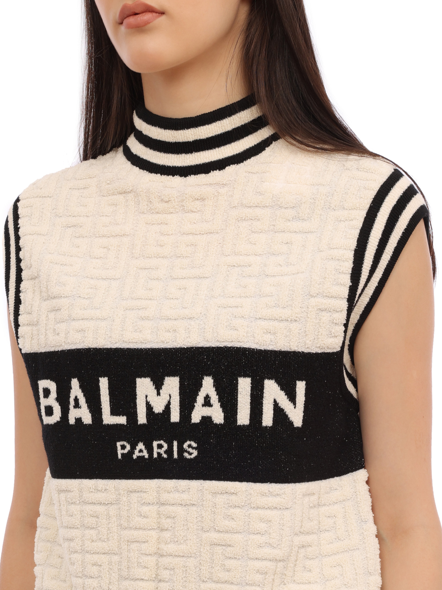 Жилет Balmain BF1AB355KE95 GKP трикотажный женский с логотипом — купить в интернет-магазине Verdistore