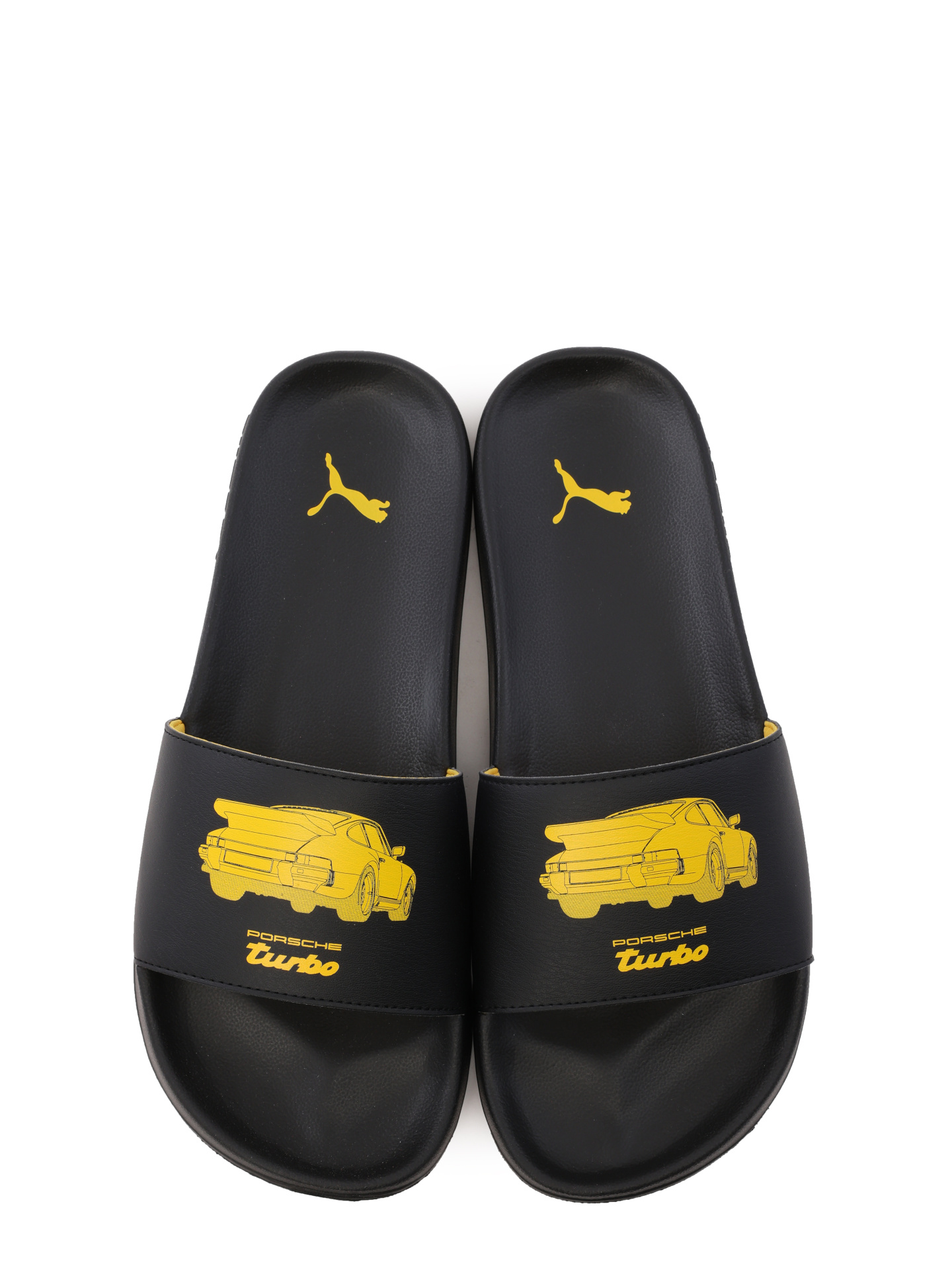 Тапки Puma x Porsche черные с желтым принтом на союзке — купить в интернет-магазине Verdistore