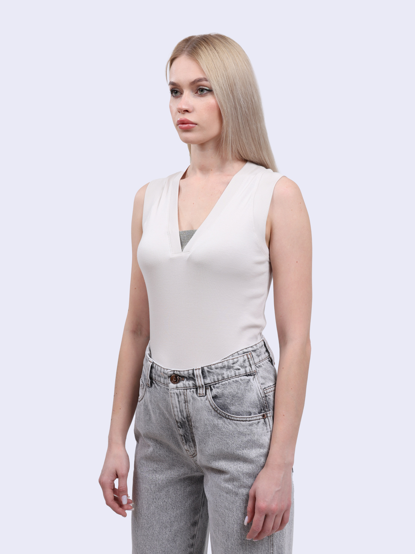 Топ Brunello Cucinelli M0TC8EL672 C9443 белый женский из хлопка — купить в интернет-магазине Verdistore