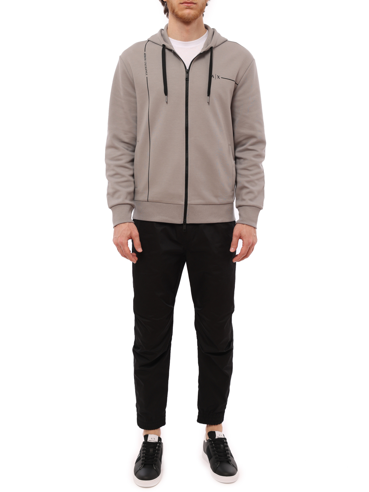 Спортивная куртка Armani Exchange 3RZMBB ZJCAZ 1913 серая мужская с контрастной полосой — купить в интернет-магазине Verdistore
