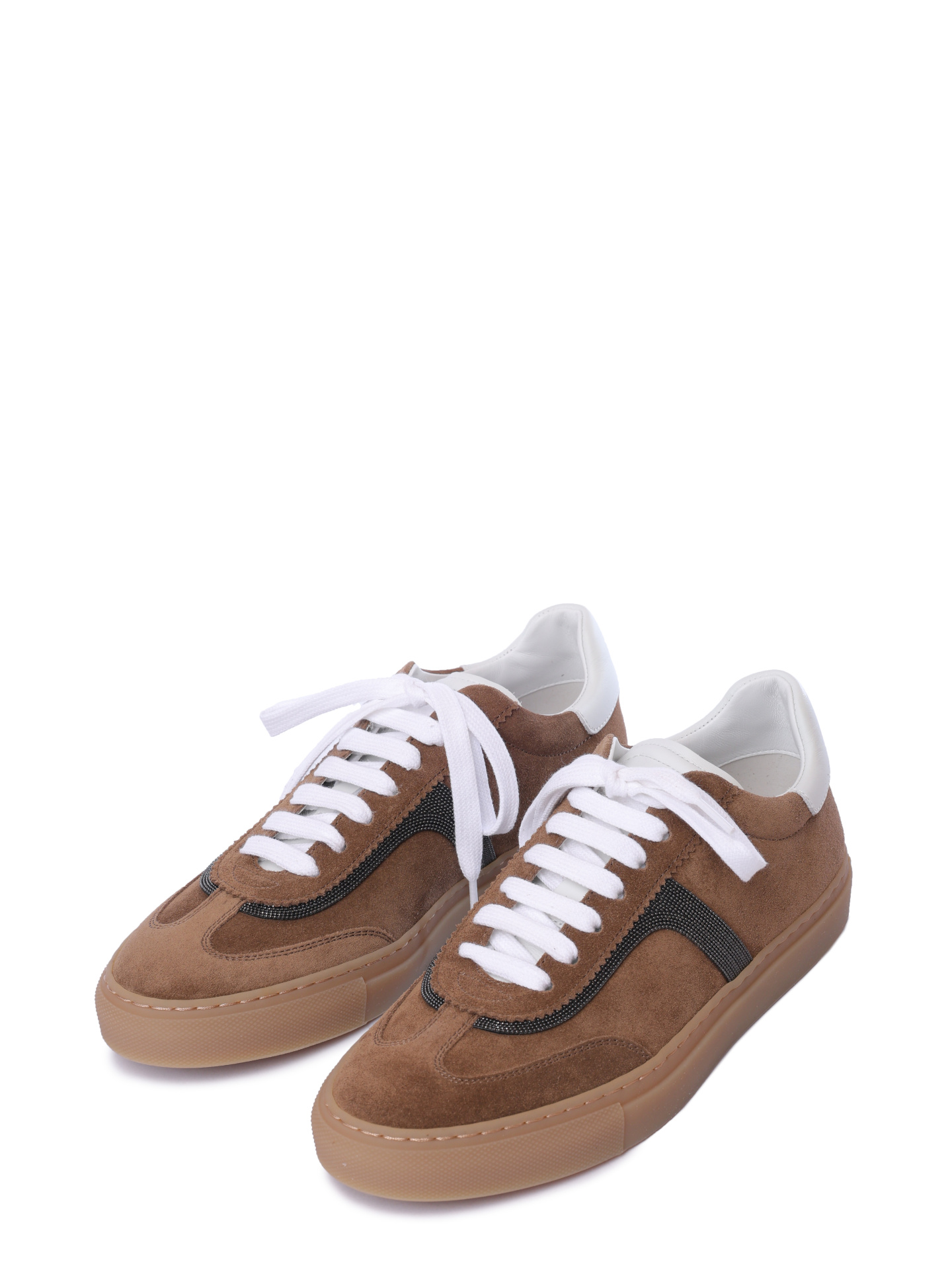 Кеды Brunello Cucinelli MZSFG2908 C7495 коричневые женские из замши — купить в интернет-магазине Verdistore