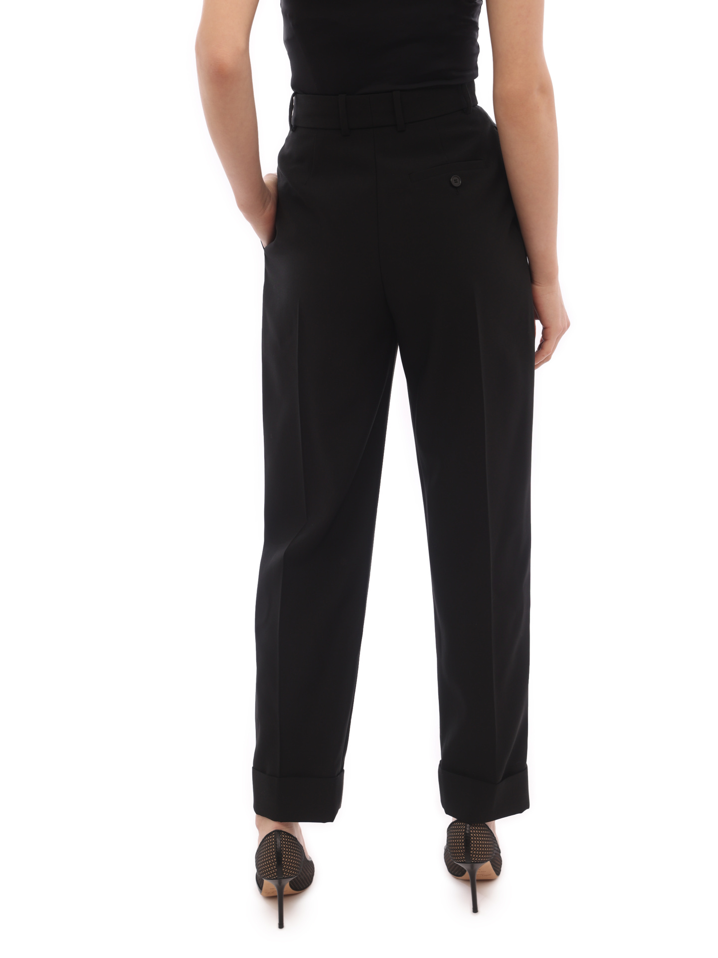 Брюки Alexander McQueen 697352 QJACX 1000 черные женские с подворотами — купить в интернет-магазине Verdistore