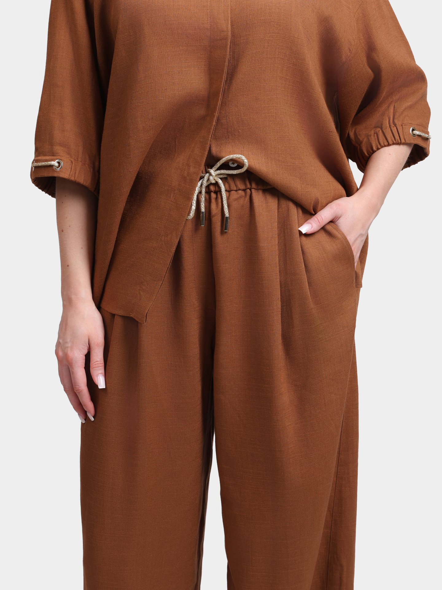 Брюки Herno PT000222D 12689 2240 терракотовые женские свободного кроя — купить в интернет-магазине Verdistore