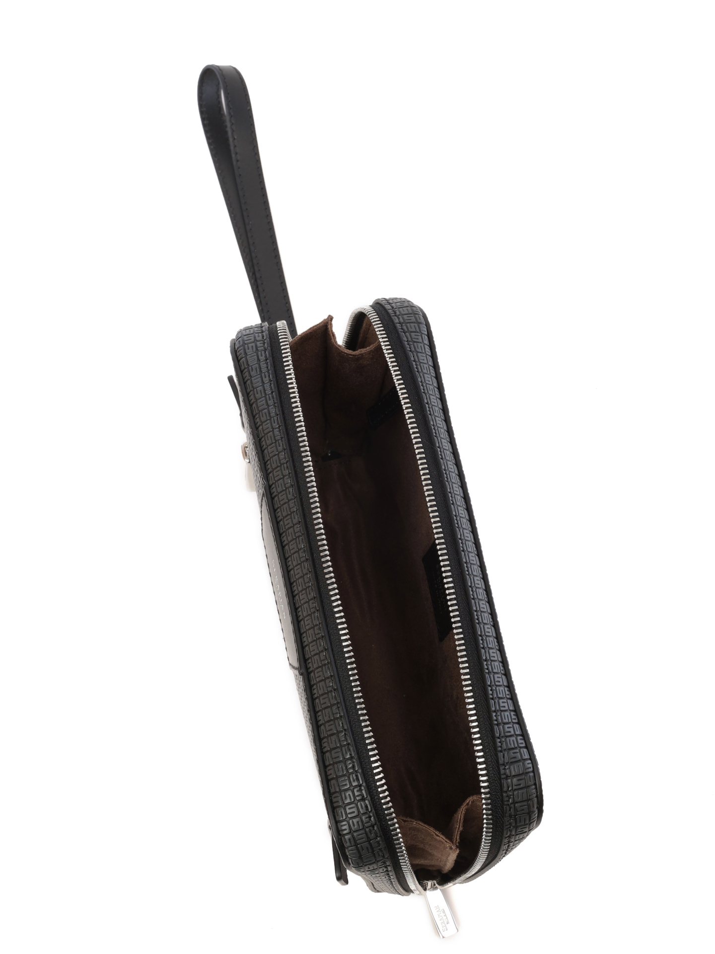 Косметичка черная кожаная с монограммным логотипом — купить в интернет-магазине Verdistore