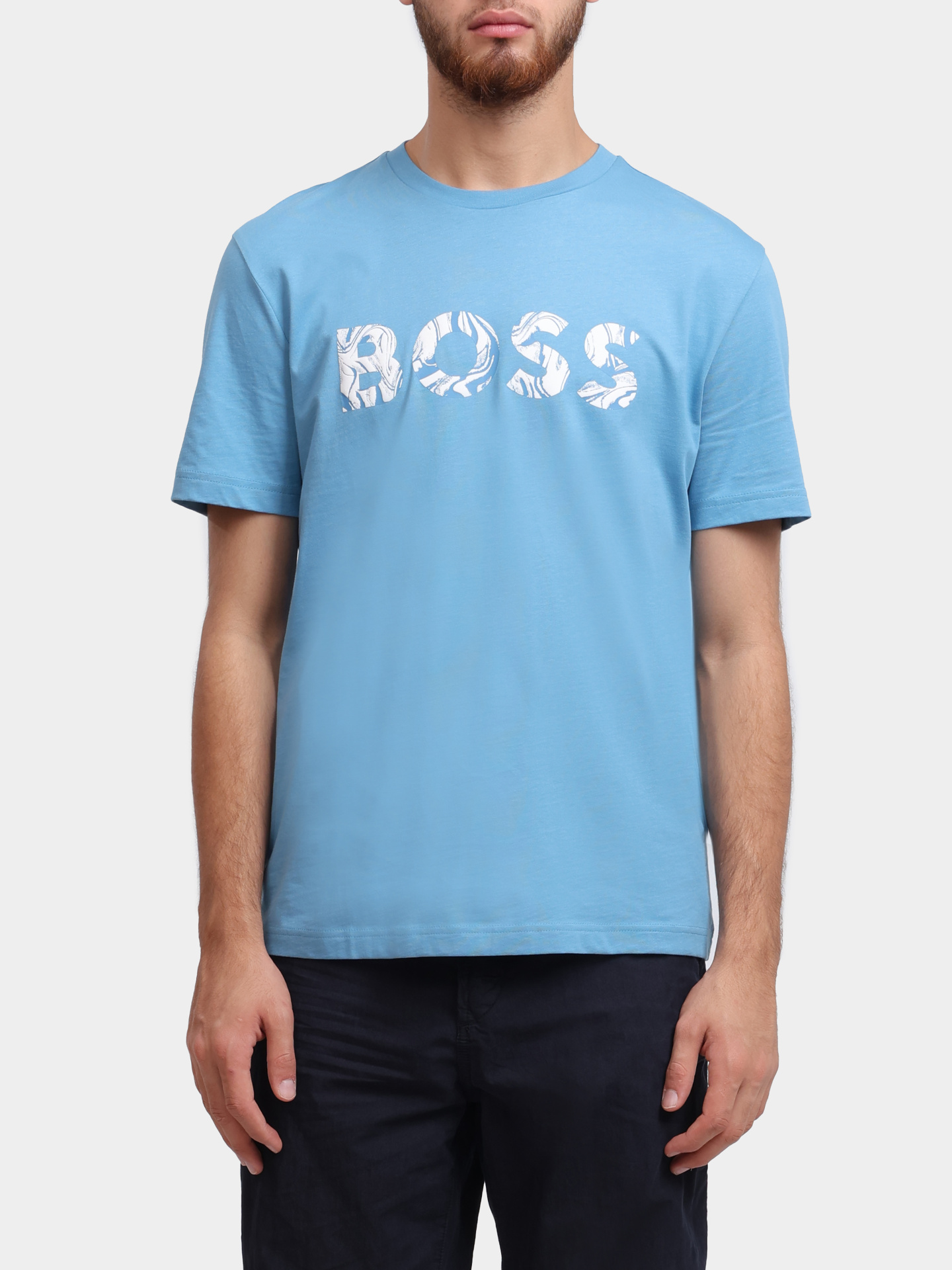 Футболка Boss 50515997 486 синяя мужская с логотипом  — купить в интернет-магазине Verdistore