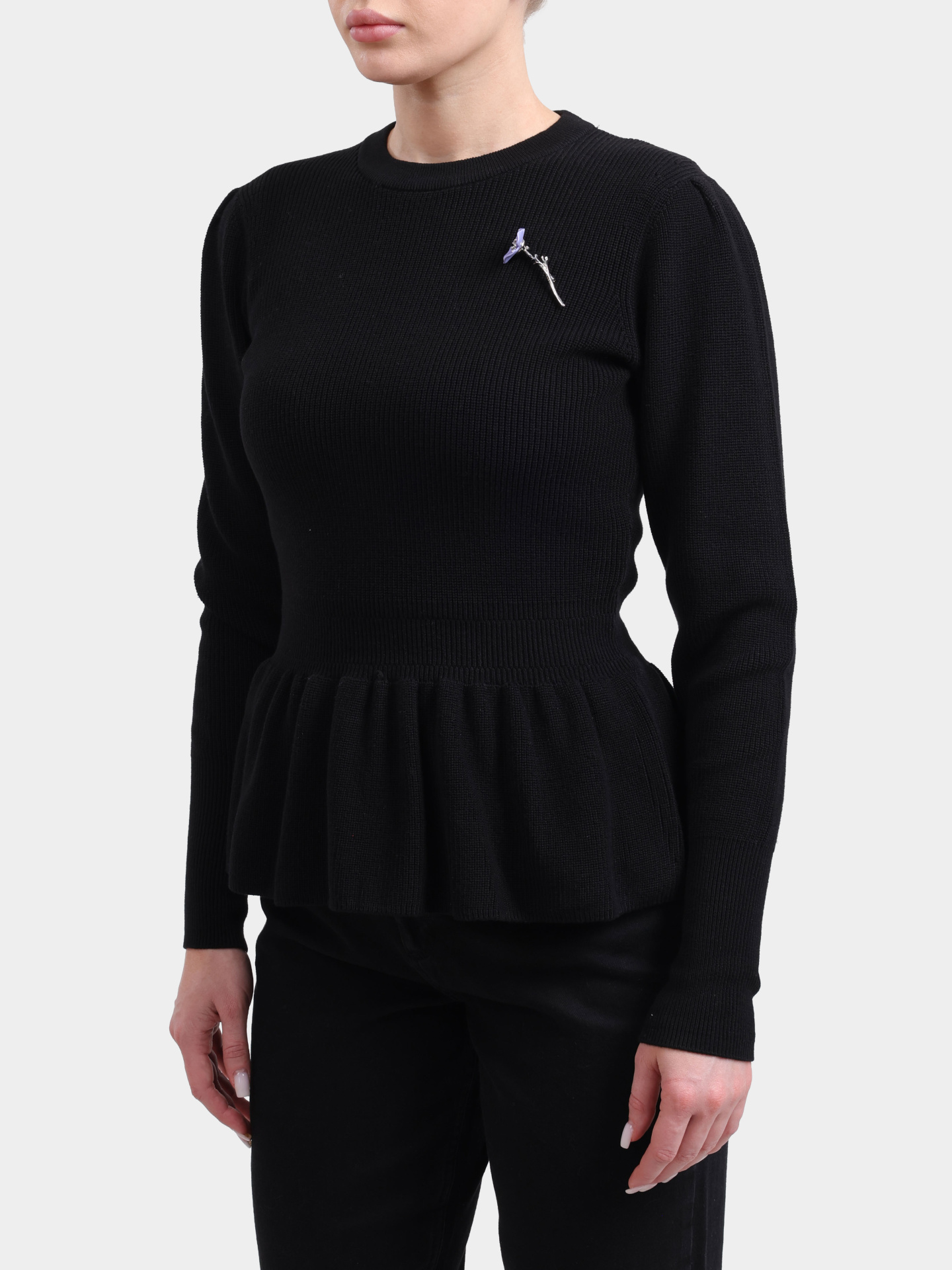 Джемпер Hugo 50554066 001 черный женский с баской — купить в интернет-магазине Verdistore