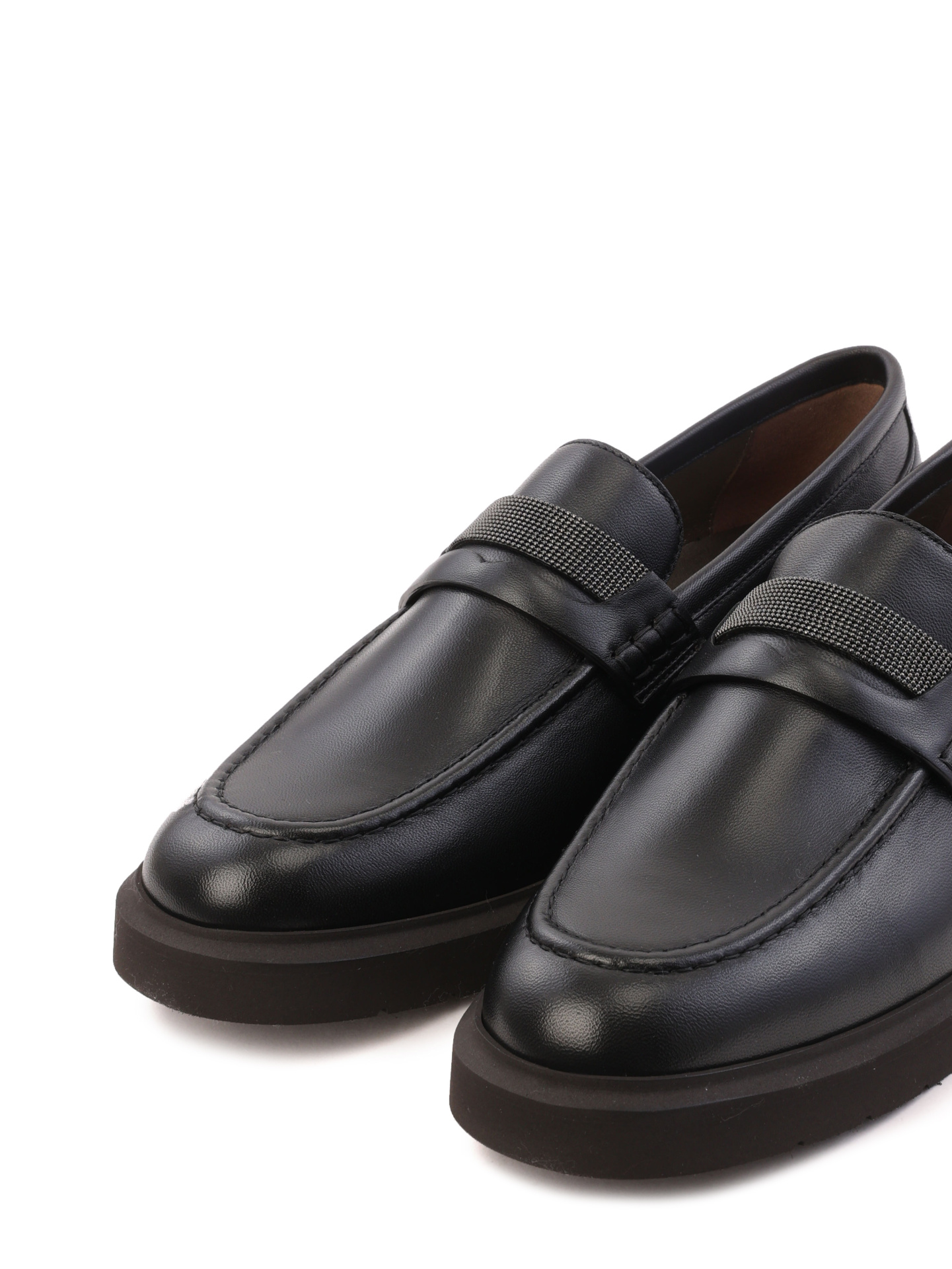 Лоферы Brunello Cucinelli MZNAGB1213 C101 черные женские из кожи — купить в интернет-магазине Verdistore