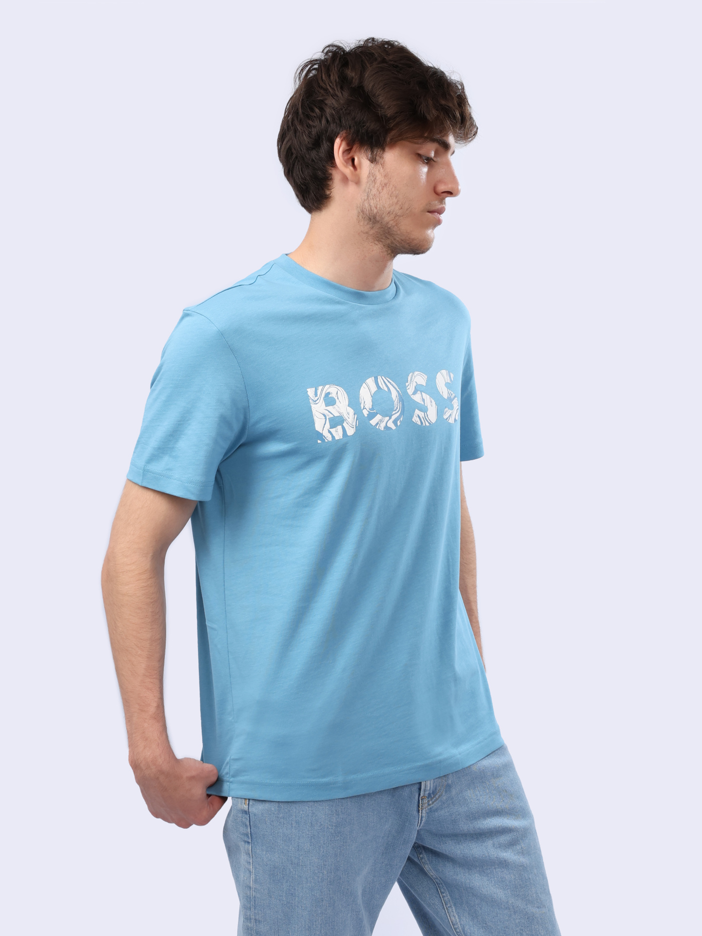 Футболка Boss 50515997 486 синяя мужская с логотипом  — купить в интернет-магазине Verdistore