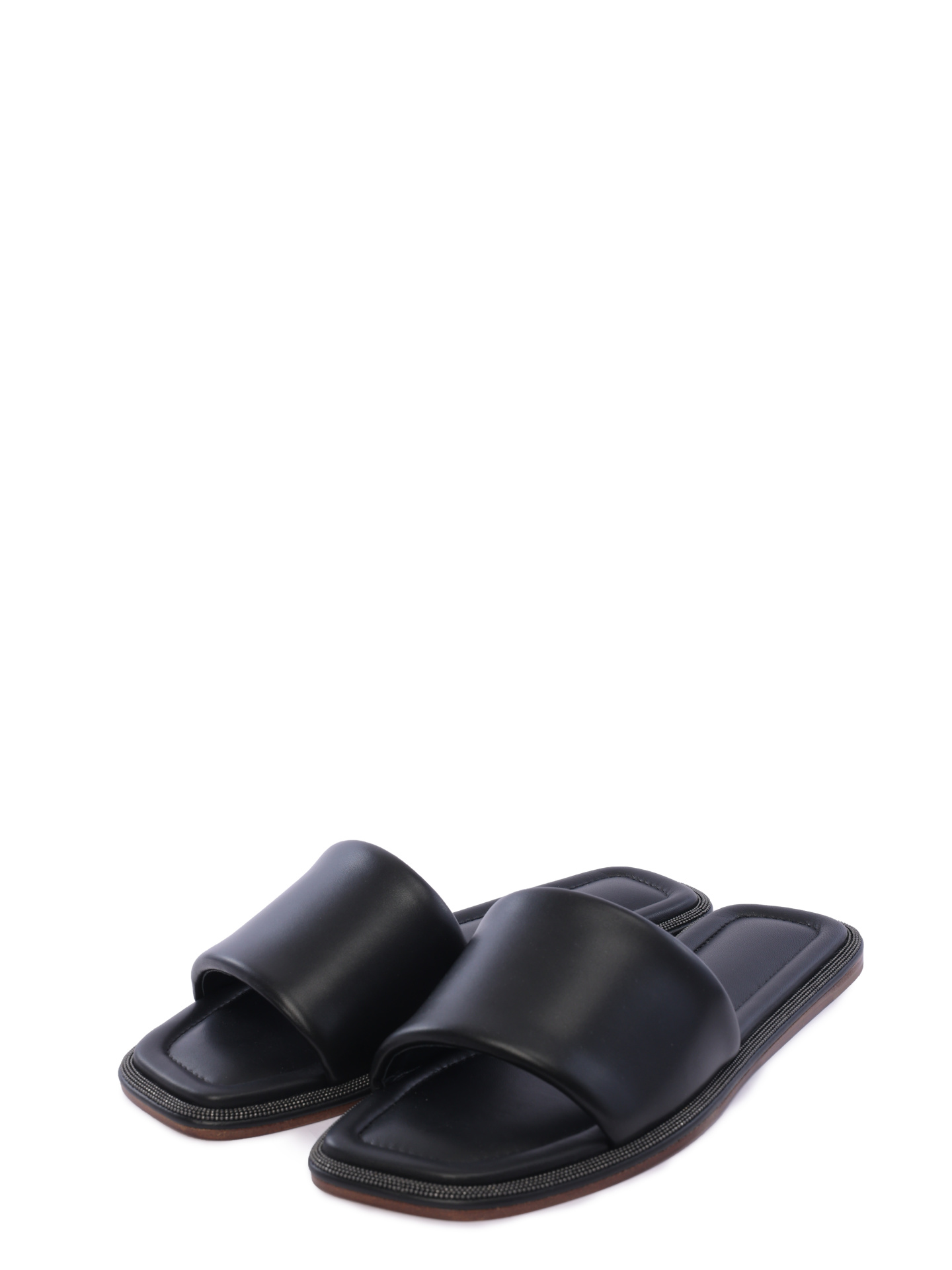 Шлепанцы Brunello Cucinelli MZCWCB1358 C101 черные женские из кожи — купить в интернет-магазине Verdistore