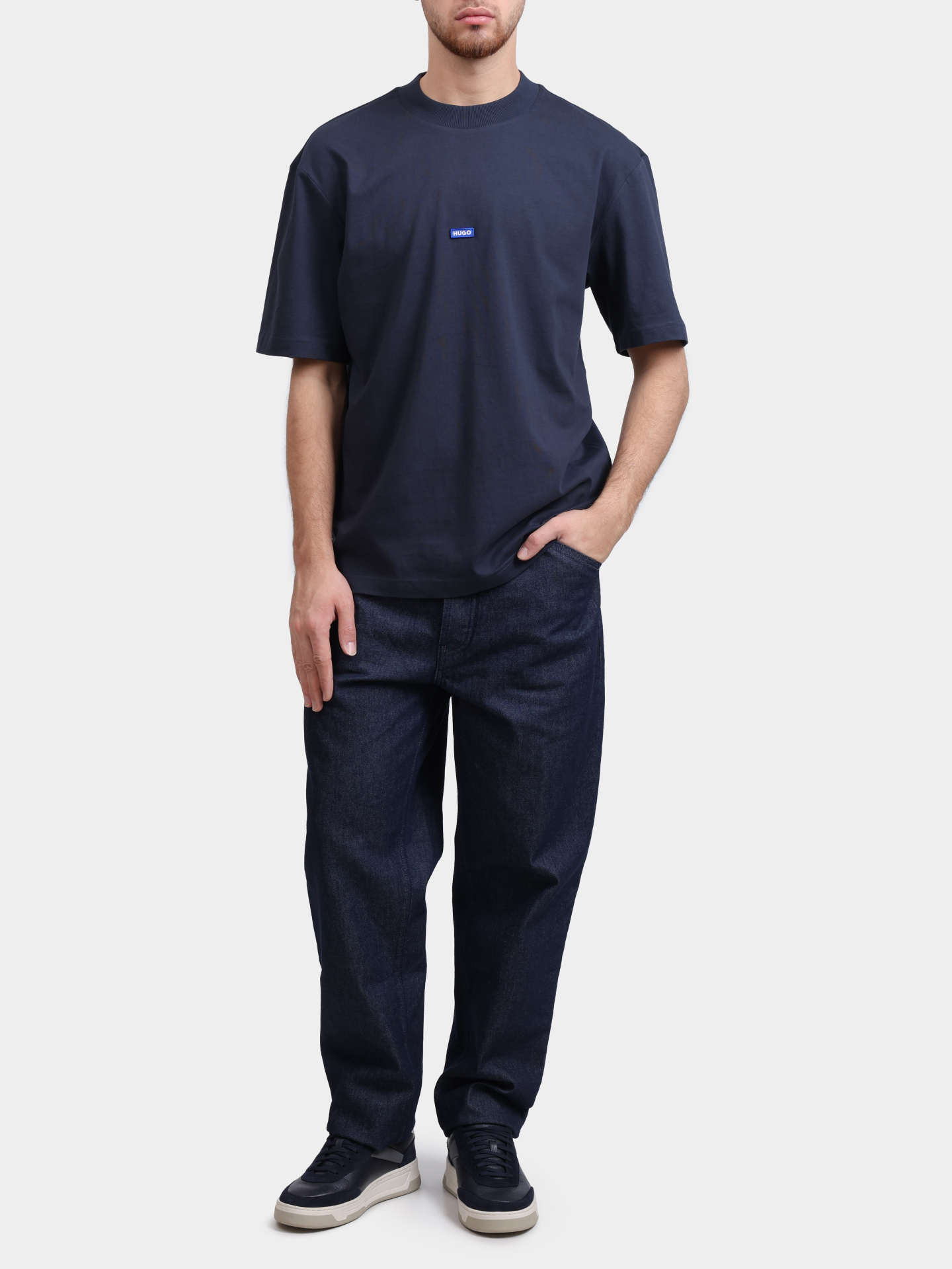 Футболка HUGO BLUE Nieros 10257318 01 50509991 415 мужская хлопковая с патчем-логотипом — купить в интернет-магазине Verdistore